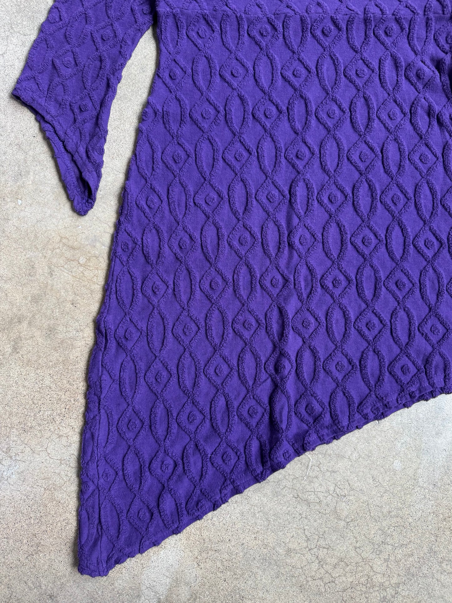Vintage 1980s Tripp NYC Purple Textured Knit Asymmetric Dress | Medium