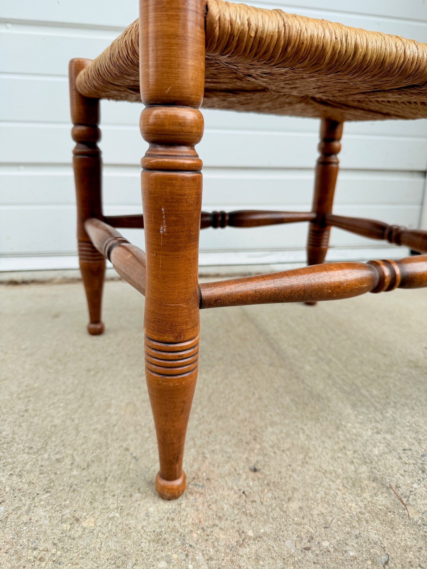 Vintage 1950s/60s Handmade Woven Wood Footstool