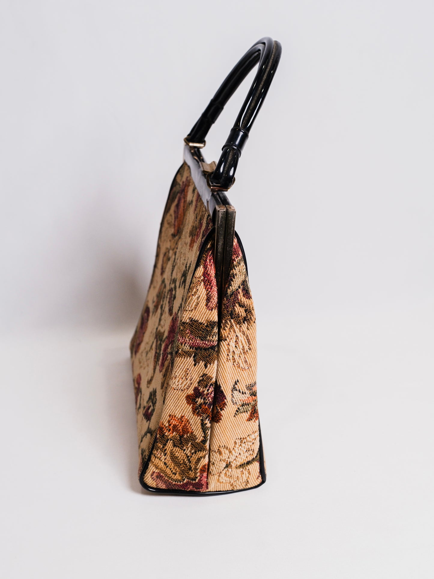 Vintage 1940s Dover Floral Tapestry Top Handle Bag