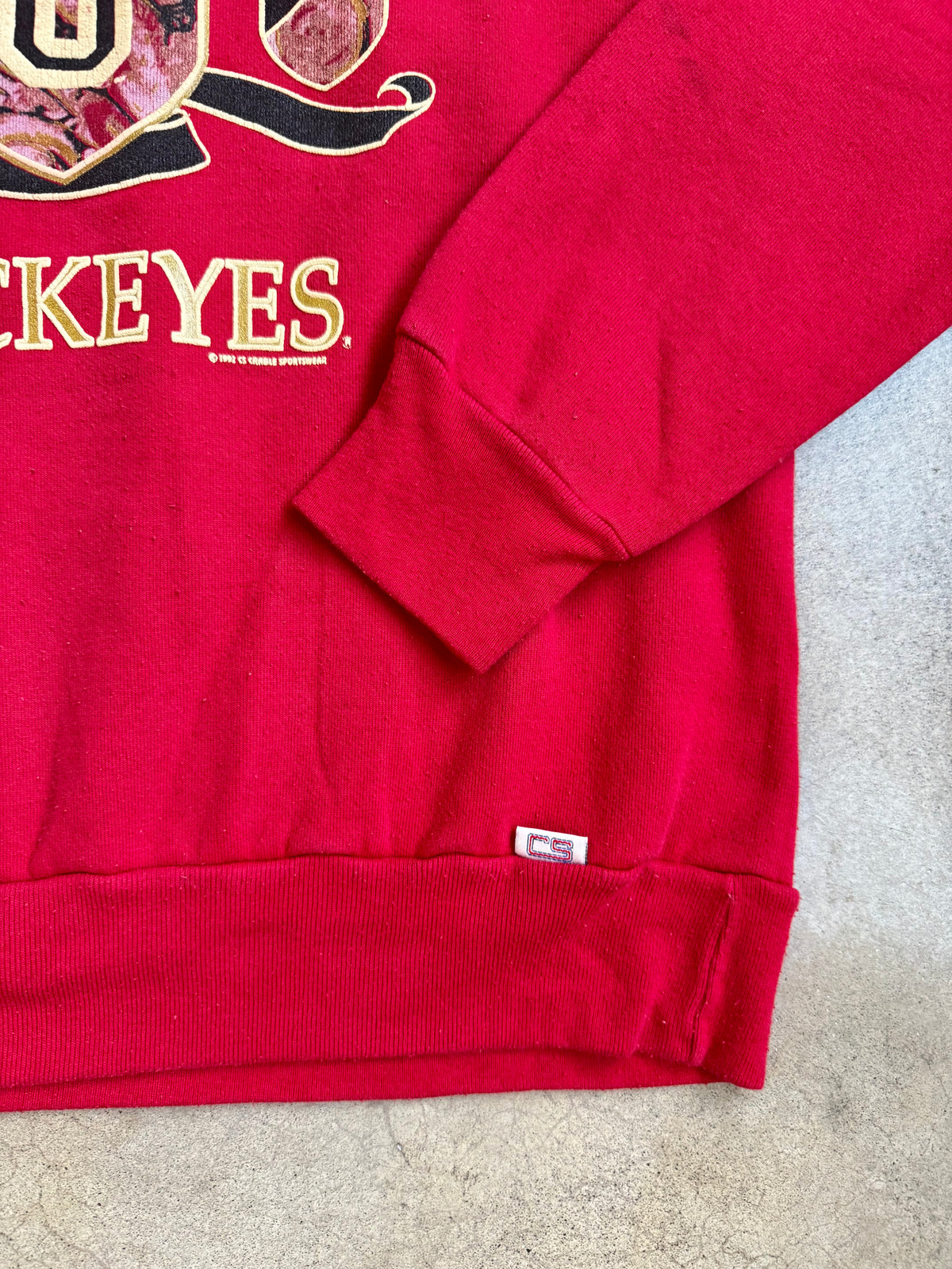 Vintage 1992 Crable Sportswear Red Ohio State Crest Graphic Sweatshirt | Medium