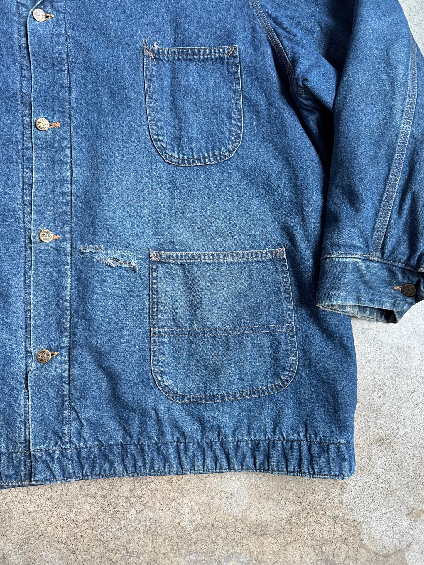 Vintage 1970s Sears Blanket Lined Denim Barn Jacket | 4XL