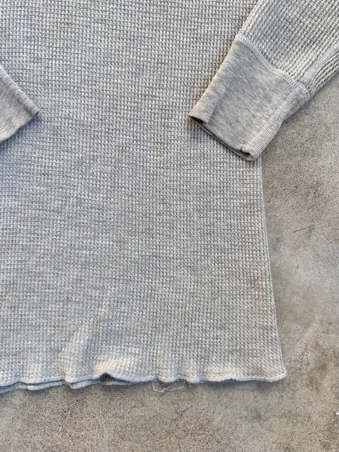 Vintage 1980s JE Morgan Grey Henley Waffle Thermal | Large