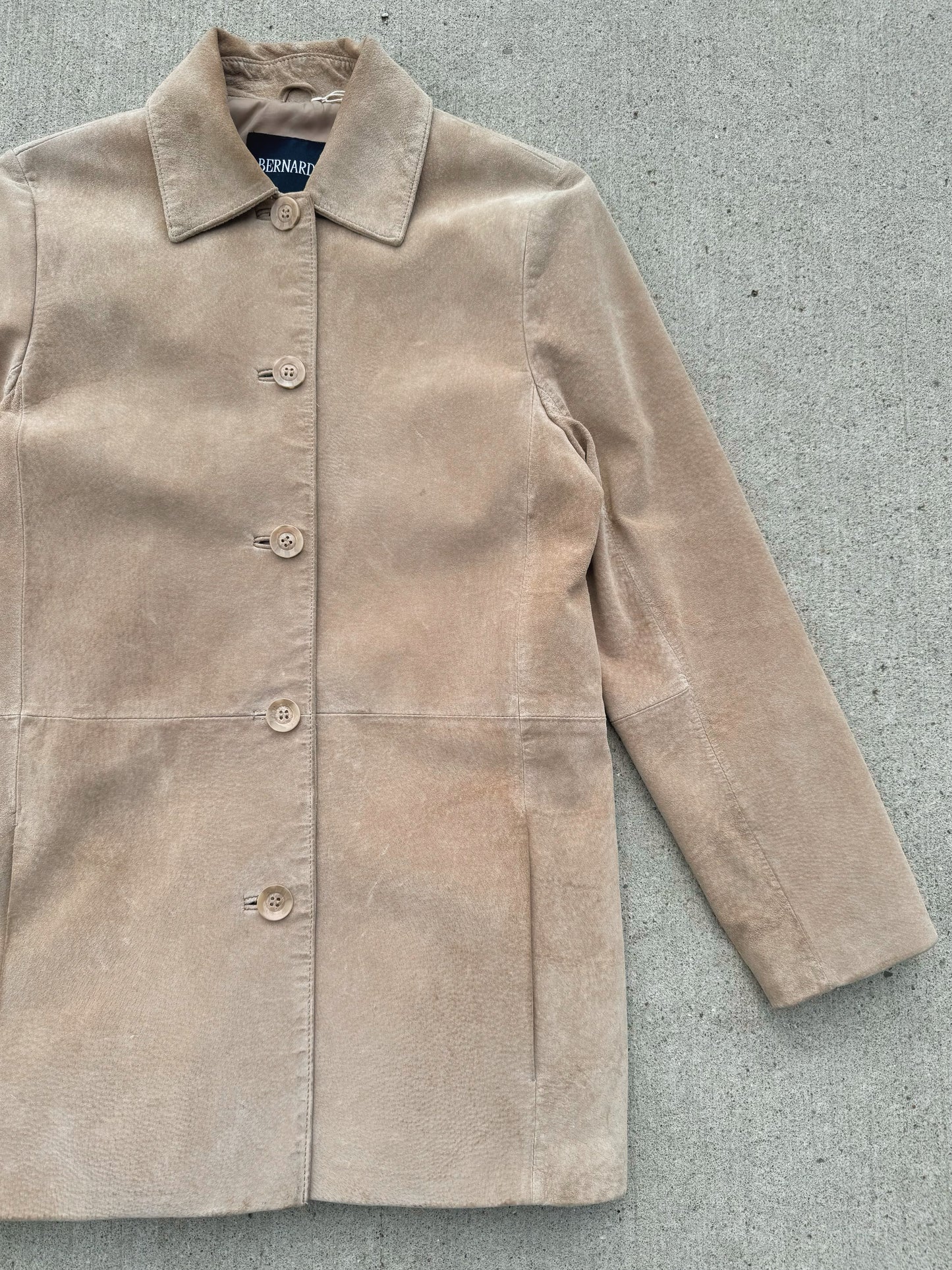 Vintage 1990s Bernardo Neutral Suede Buttoned Jacket | Small