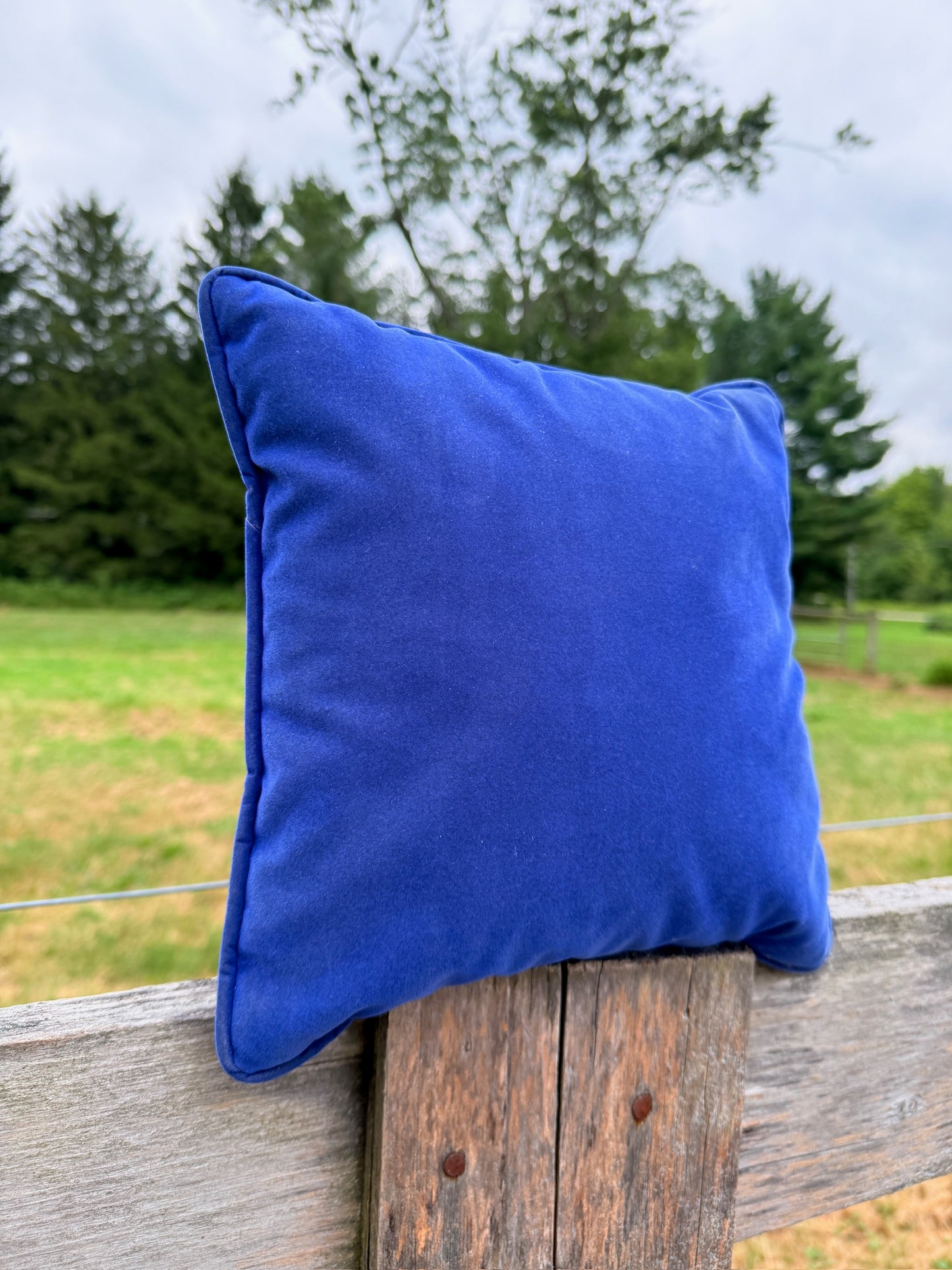 Vintage 1950s Deep Blue Velvet Throw Pillow