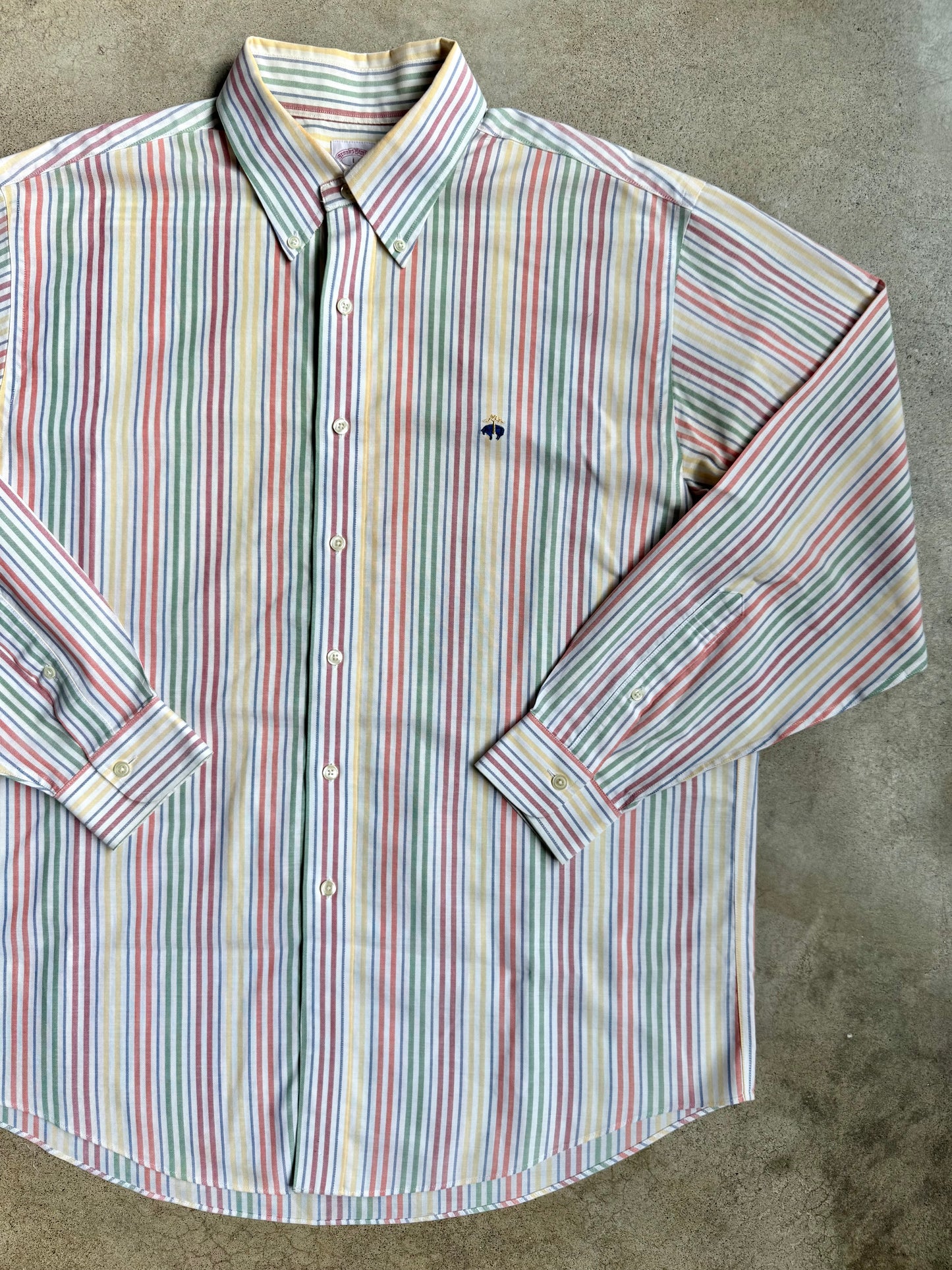 Brooks Brothers Pastel Striped Supima Cotton Button-Down Shirt | Large