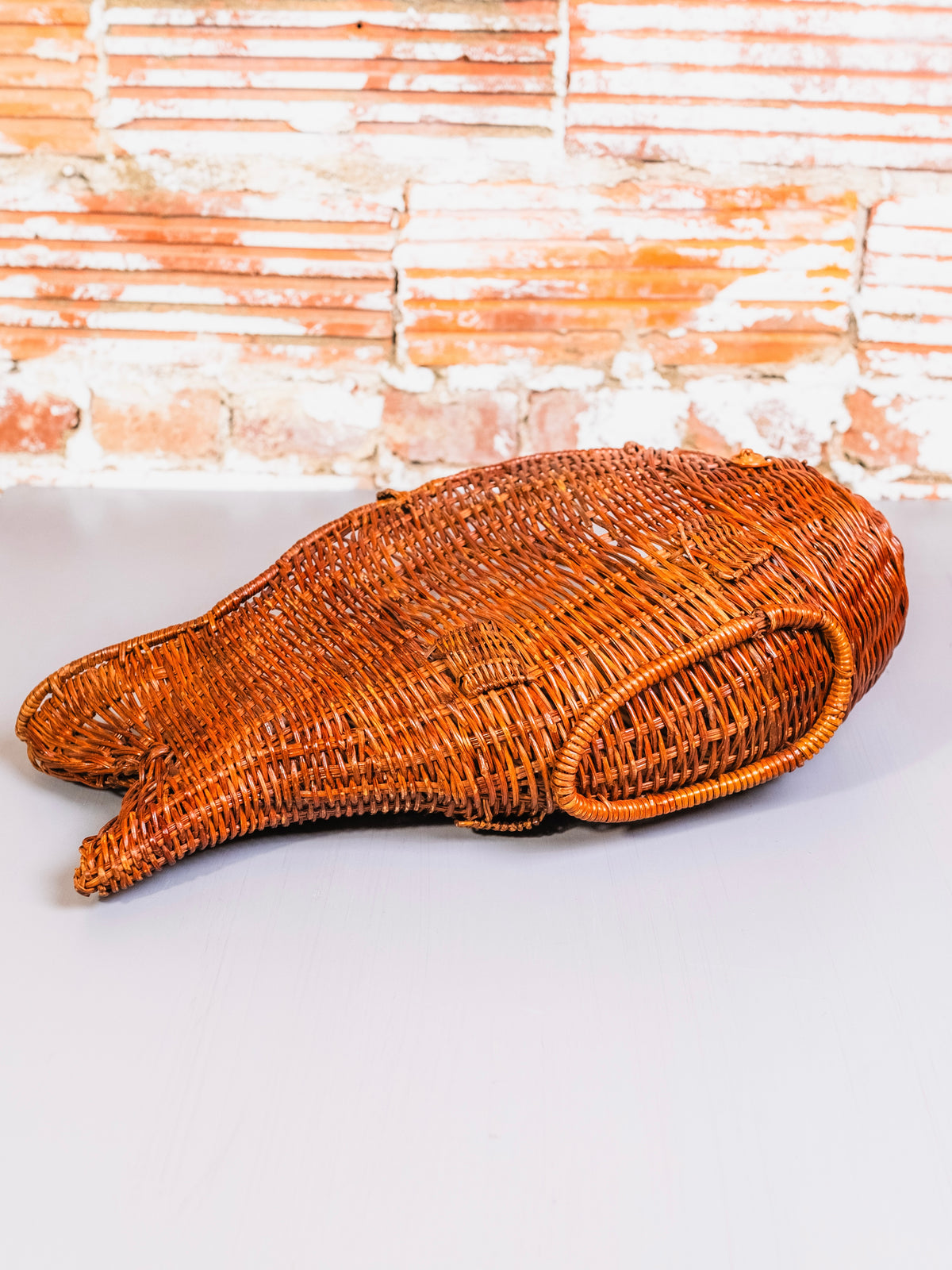 Vintage Woven Wicker Fish-Shaped Basket Bag