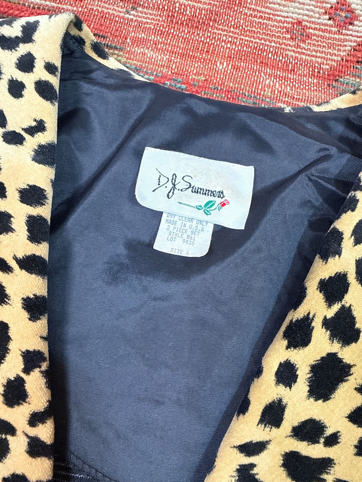Vintage 1990's D.J Summers Black & Cheetah Print Blazer