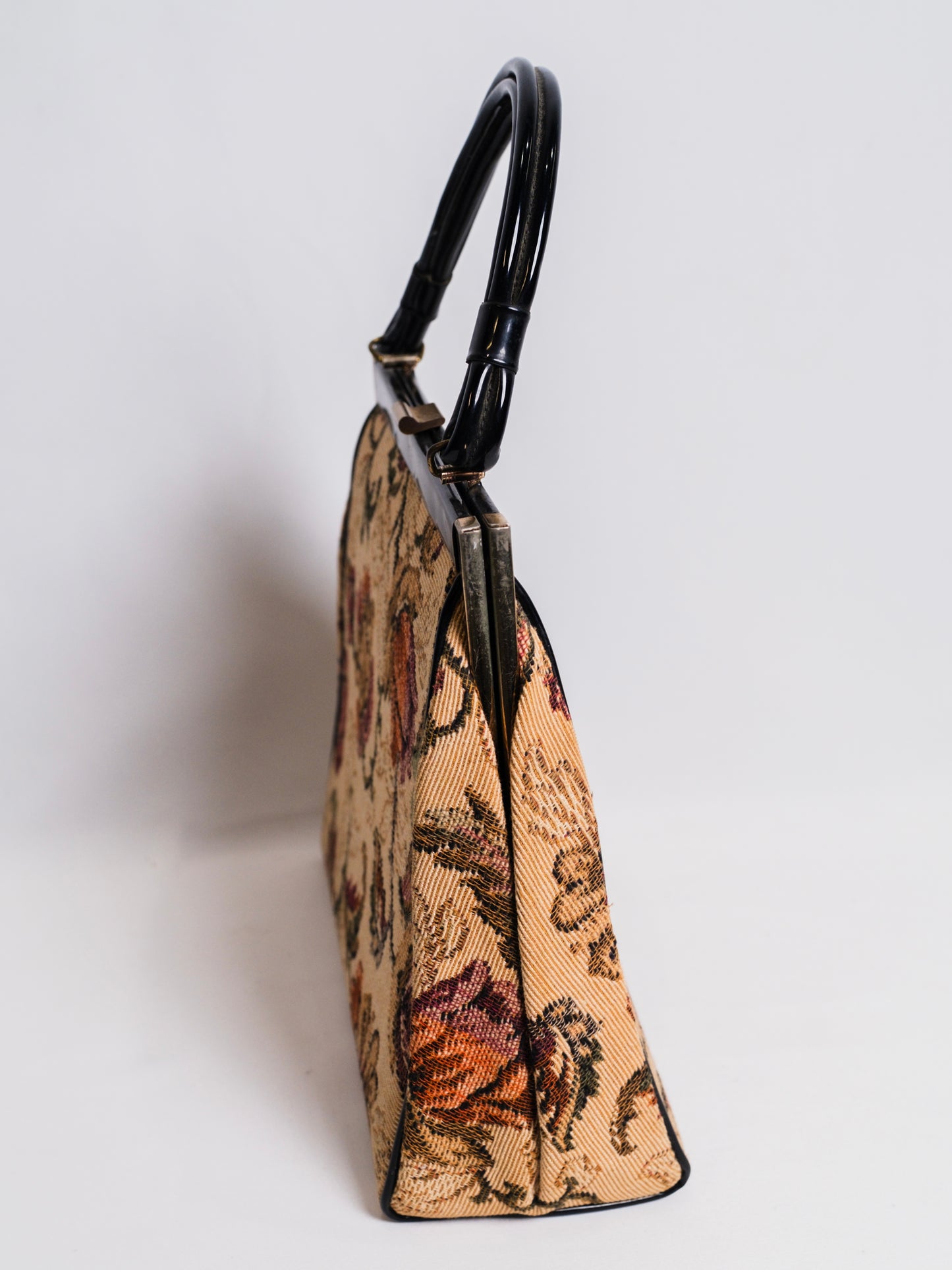 Vintage 1940s Dover Floral Tapestry Top Handle Bag