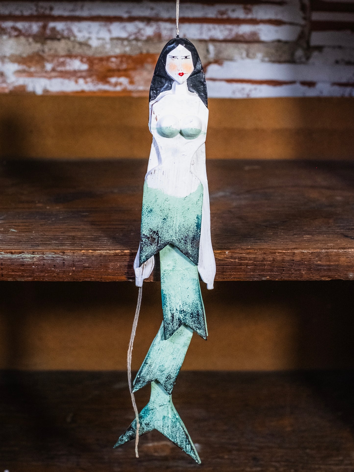 Hampelmann Style Folk Art Handmade Jumping Jack Toy | Mermaid