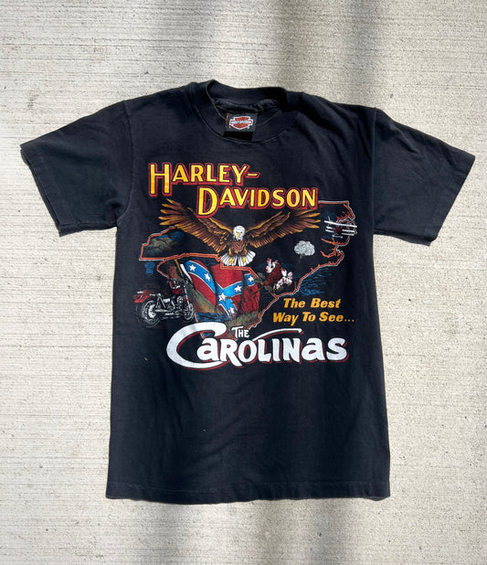 Vintage 1980s Harley Davidson Spartanburg South Carolina Two-Sided Graphic Tee