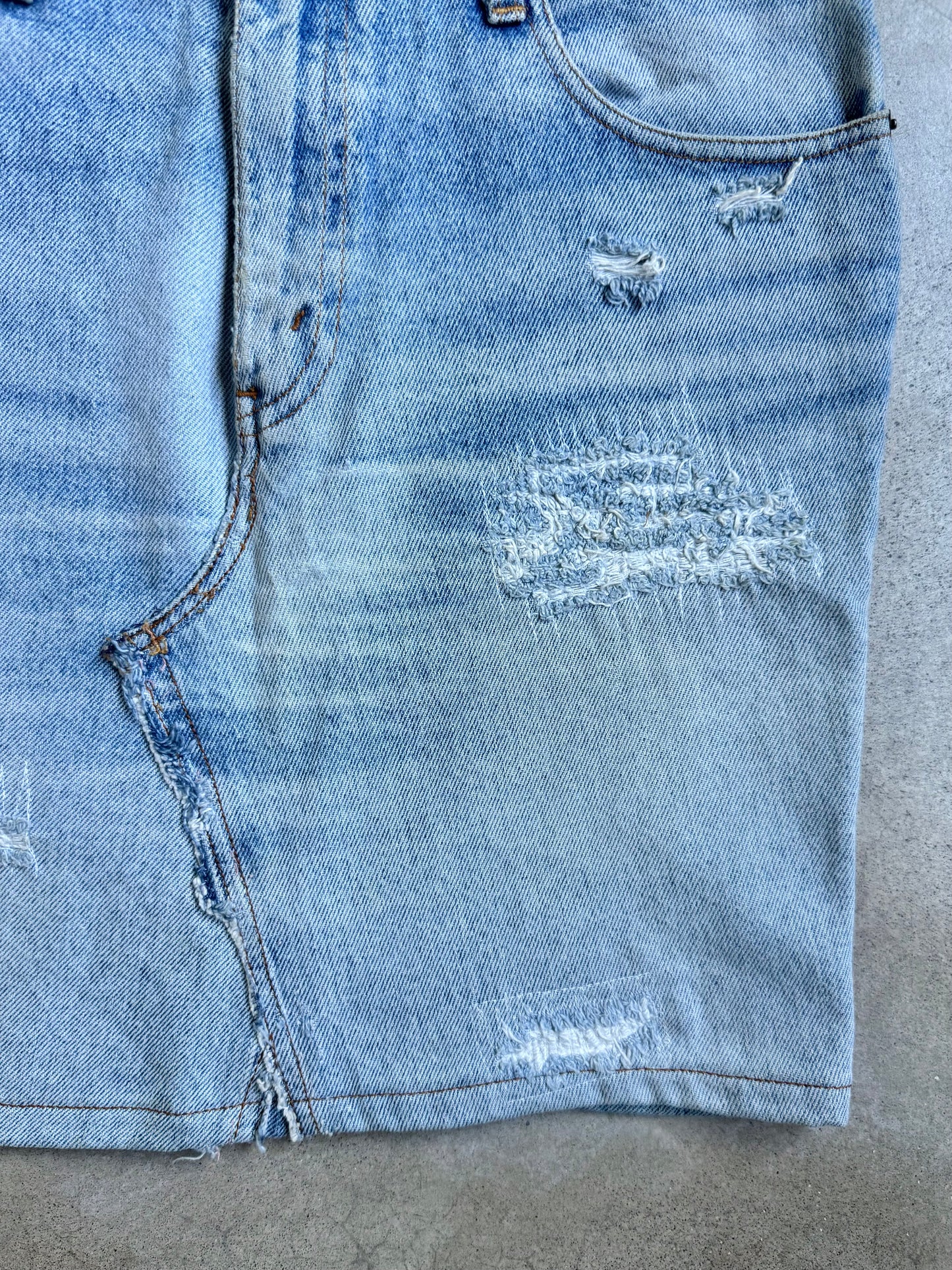 Vintage 1970s/80s Levi’s Distressed Reworked Denim Skirt | Waist 30”
