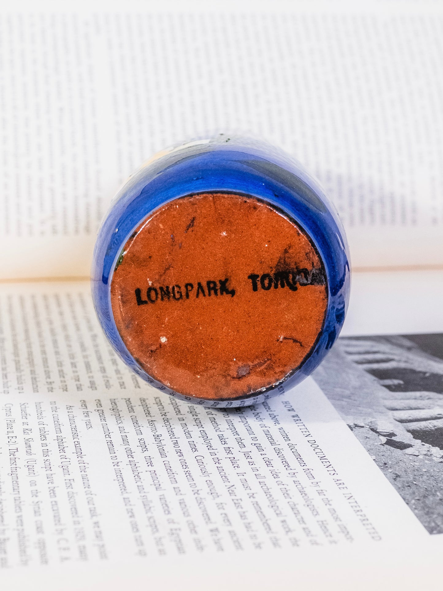 Vintage 1930s Longpark Pottery Blue Kingfisher Vase