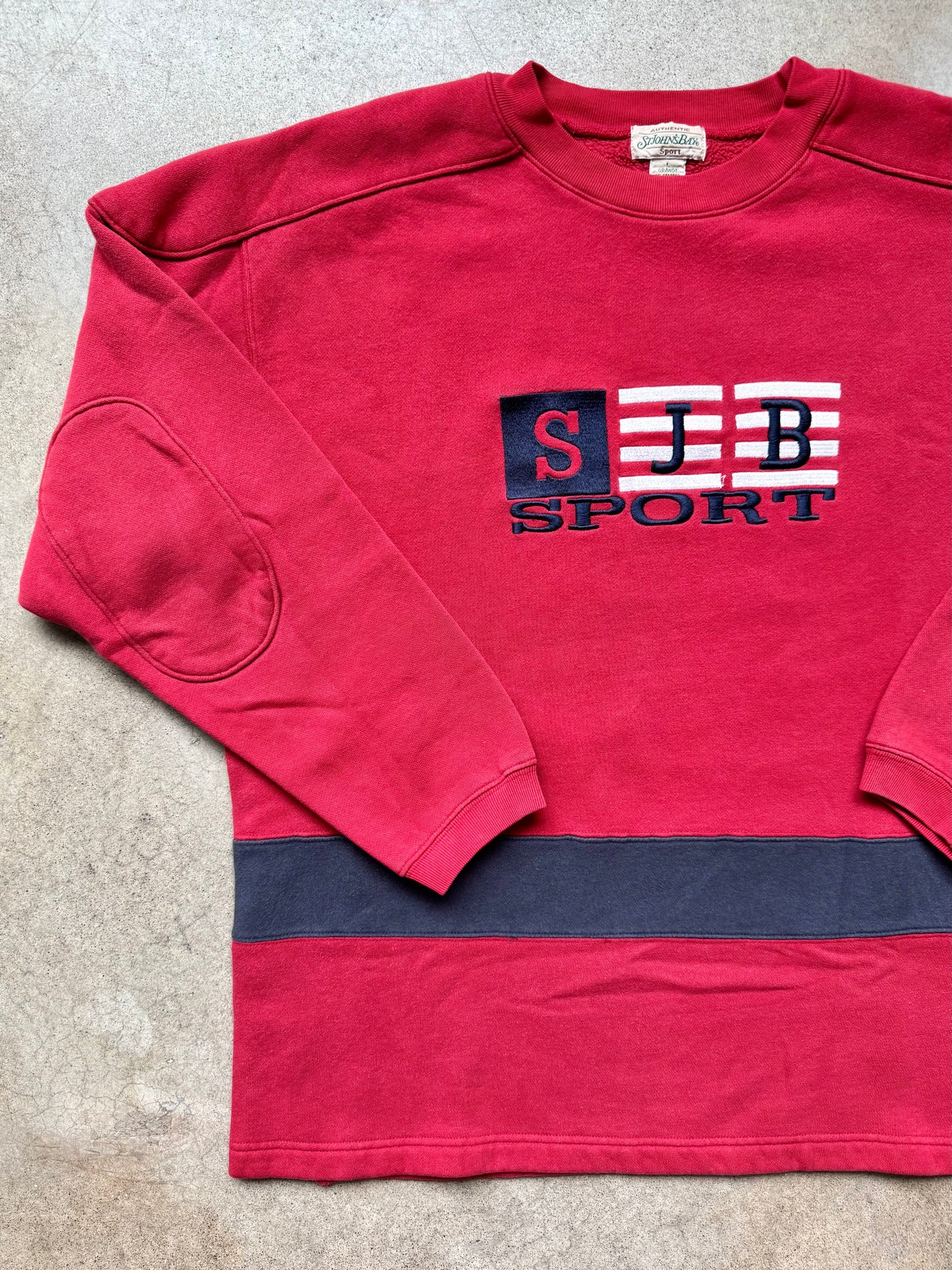 Vintage 1990s St. John’s Bay Sport Embroidered Red Crewneck Sweatshirt | Large