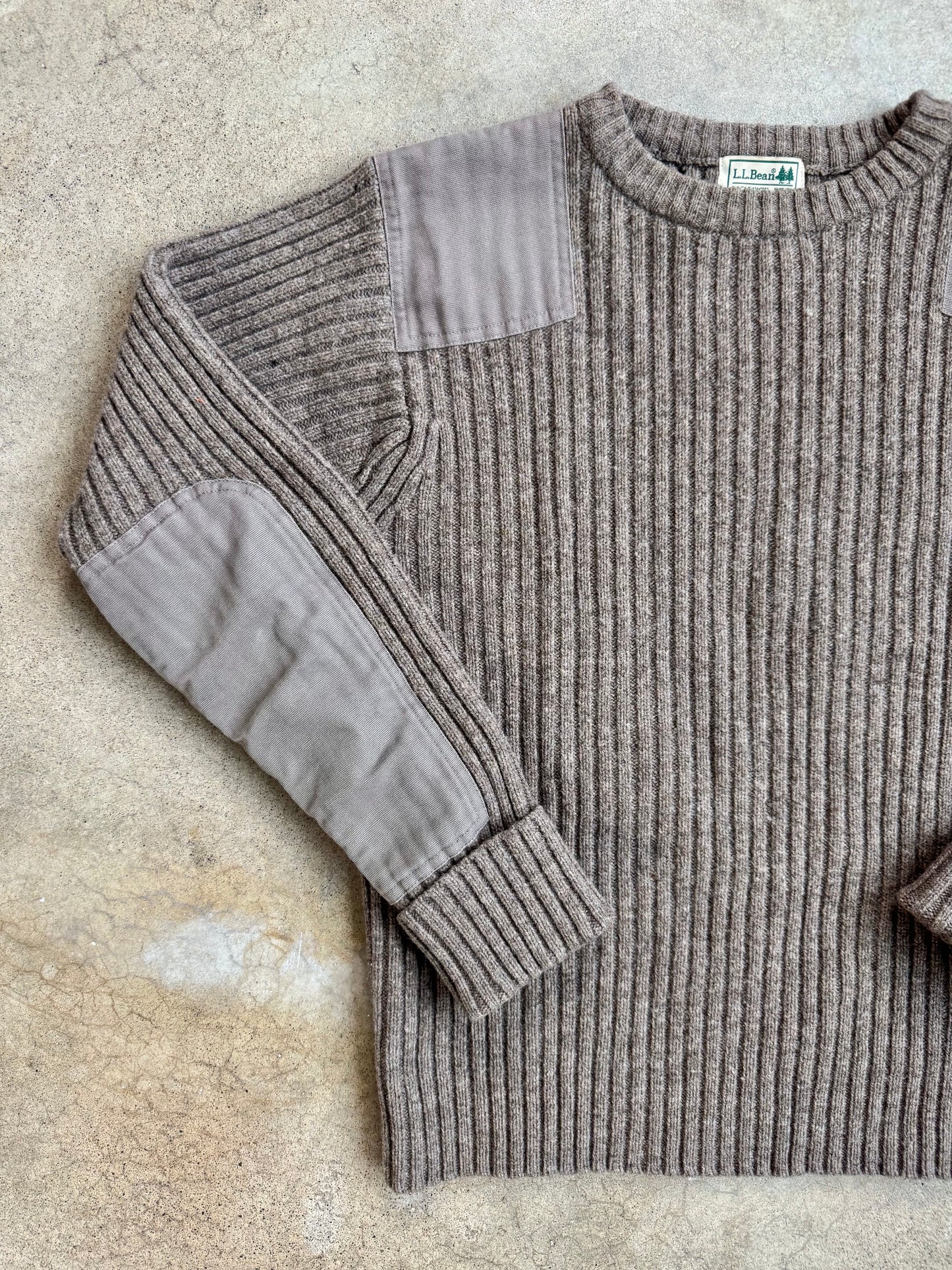 Vintage 1990s L.L. Bean Brown Military-Style Merino Wool Sweater | Small