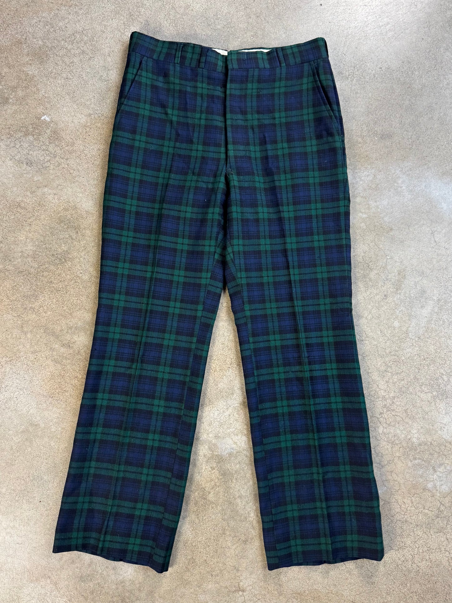 Vintage 1960s Hammond's by Corbin Green & Navy Tartan Plaid Trousers | Waist 32”