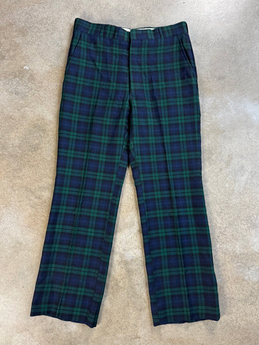 Vintage 1960s Hammond's by Corbin Green & Navy Tartan Plaid Trousers | Waist 32”