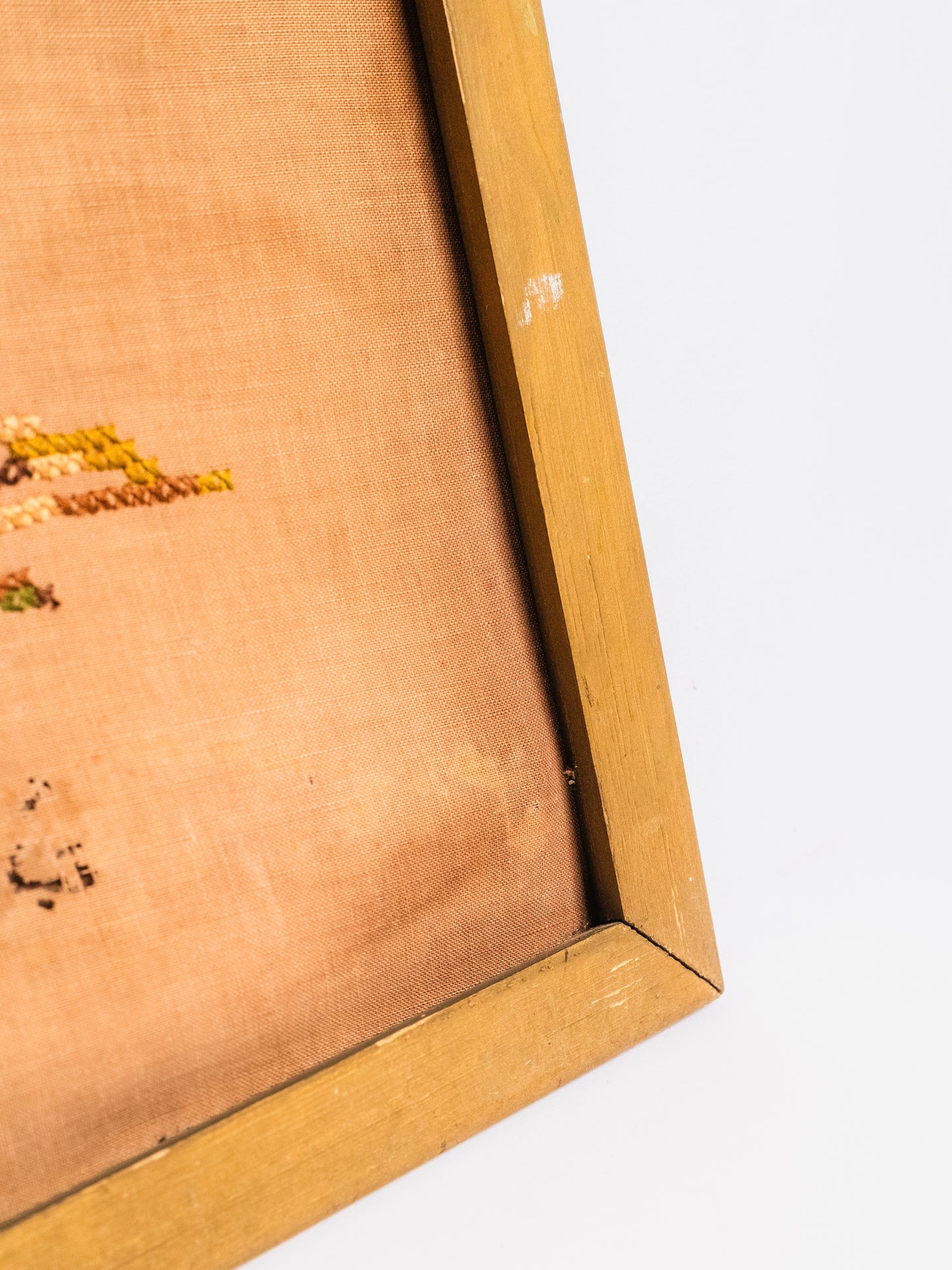 Antique Early 1900s Framed Pair of Pheasants Cross-Stitch Embroidered Wall Art