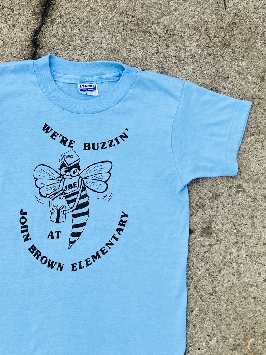 Vintage 1990s "We're Buzzin..." John Brown Elementary Graphic Tee | Youth M