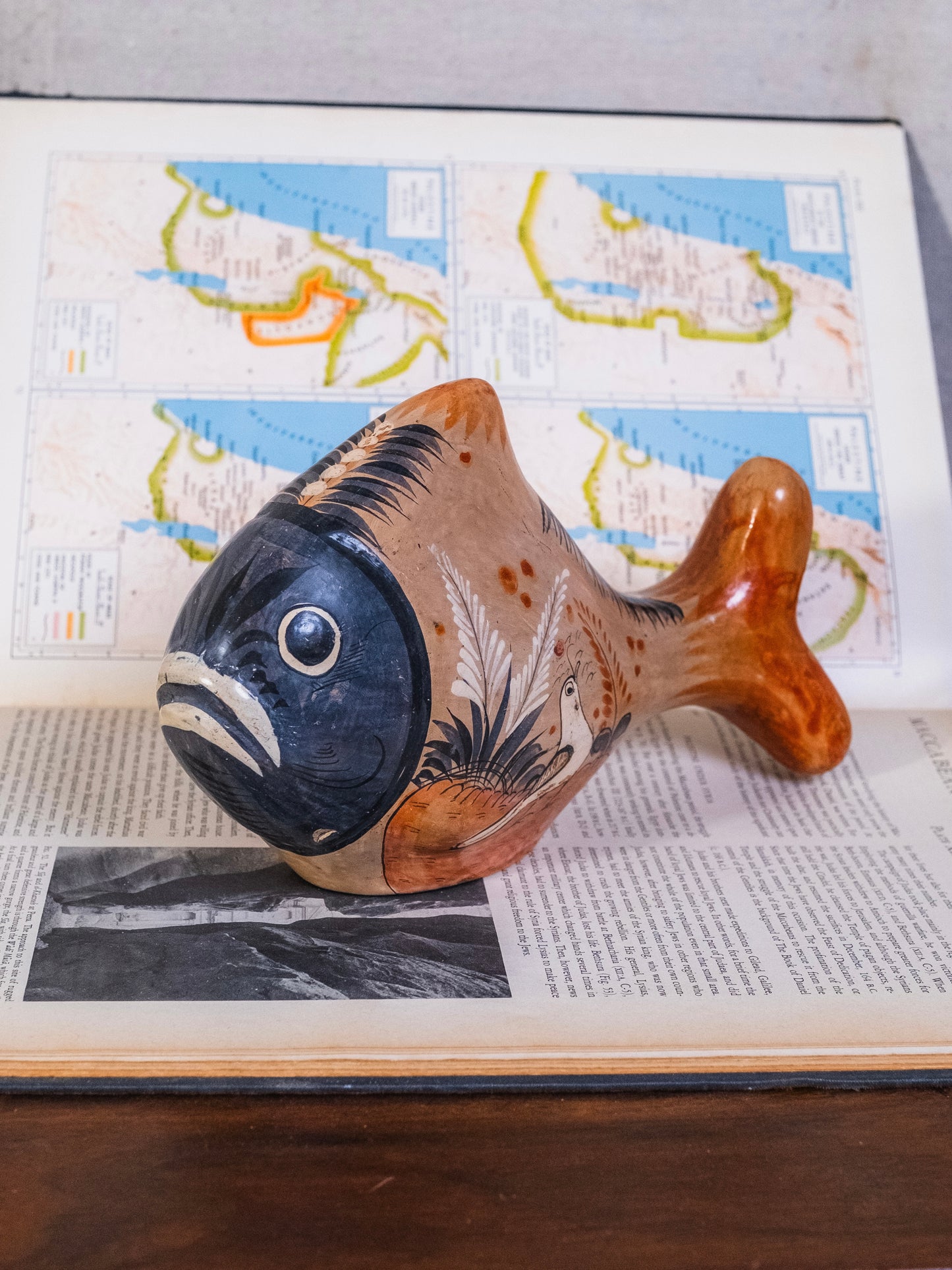 Vintage 1950s Ceramic Hand-Painted Mexican Tonala Folk Art Fish