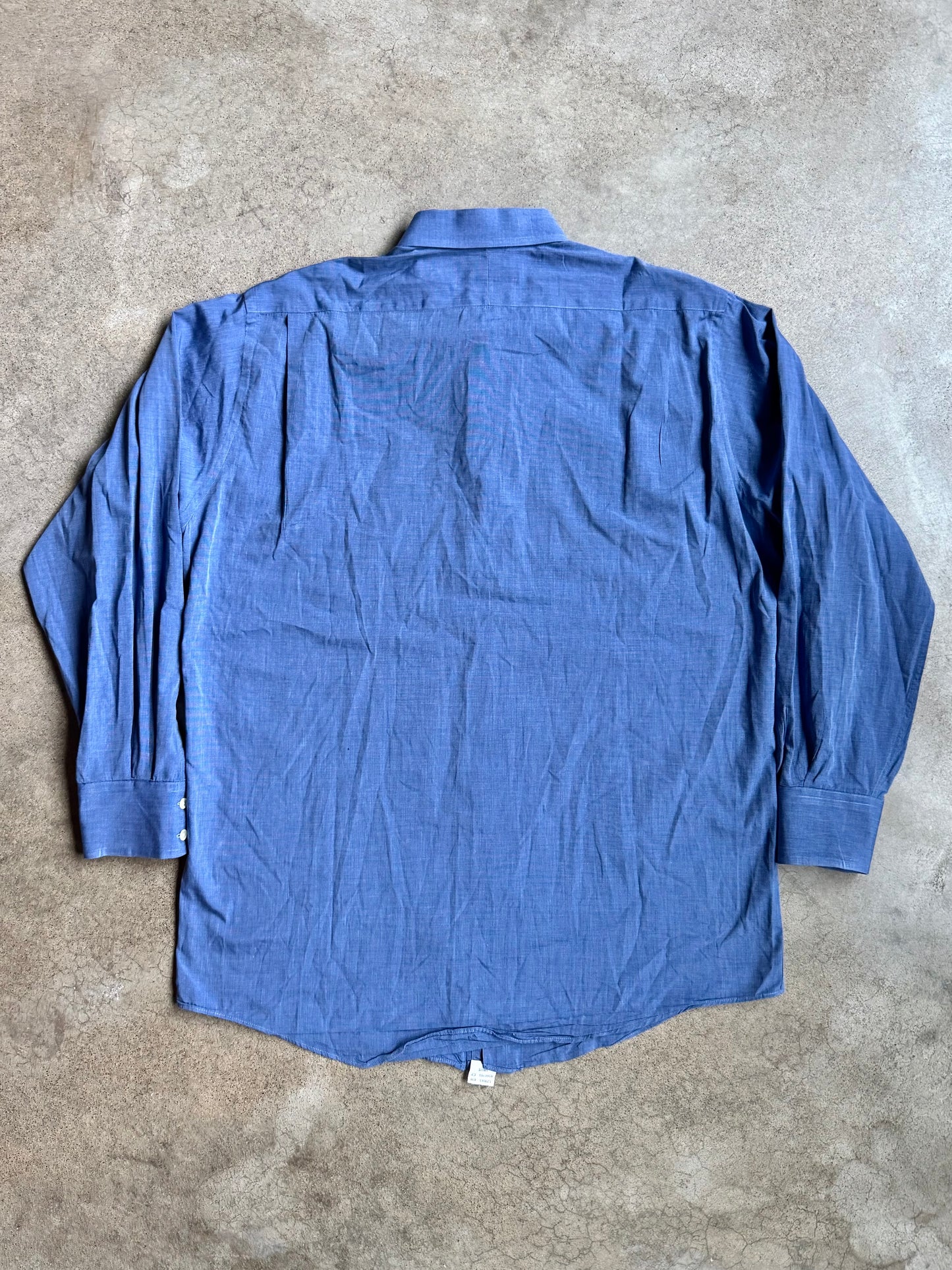 Vintage 1990s Burberrys Blue Cotton Dress Shirt | 16-33