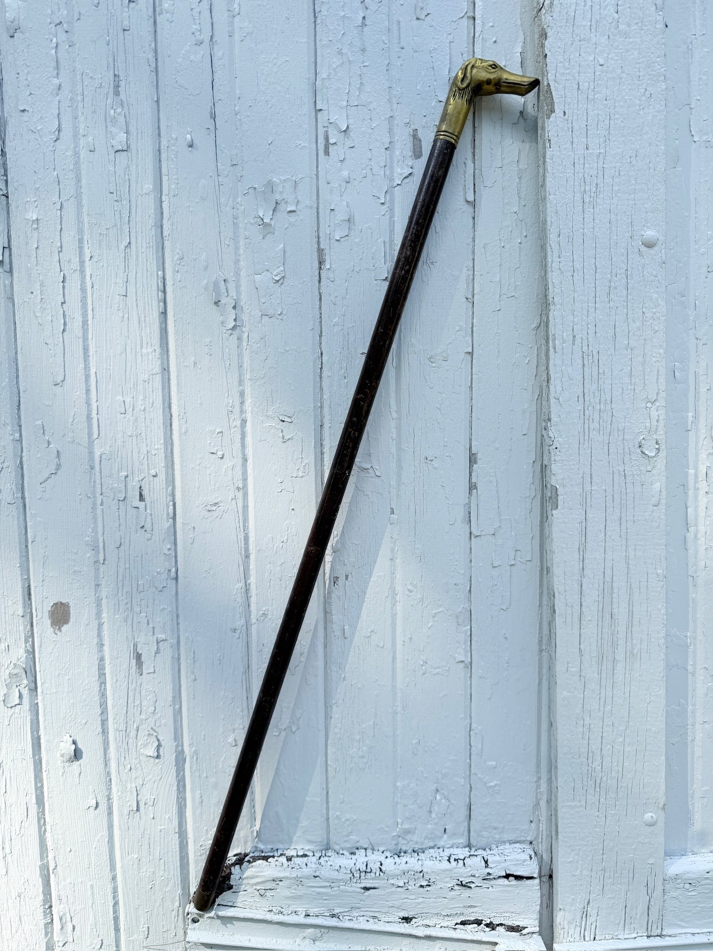 Vintage Wood & Solid Brass Greyhound Head Walking Stick