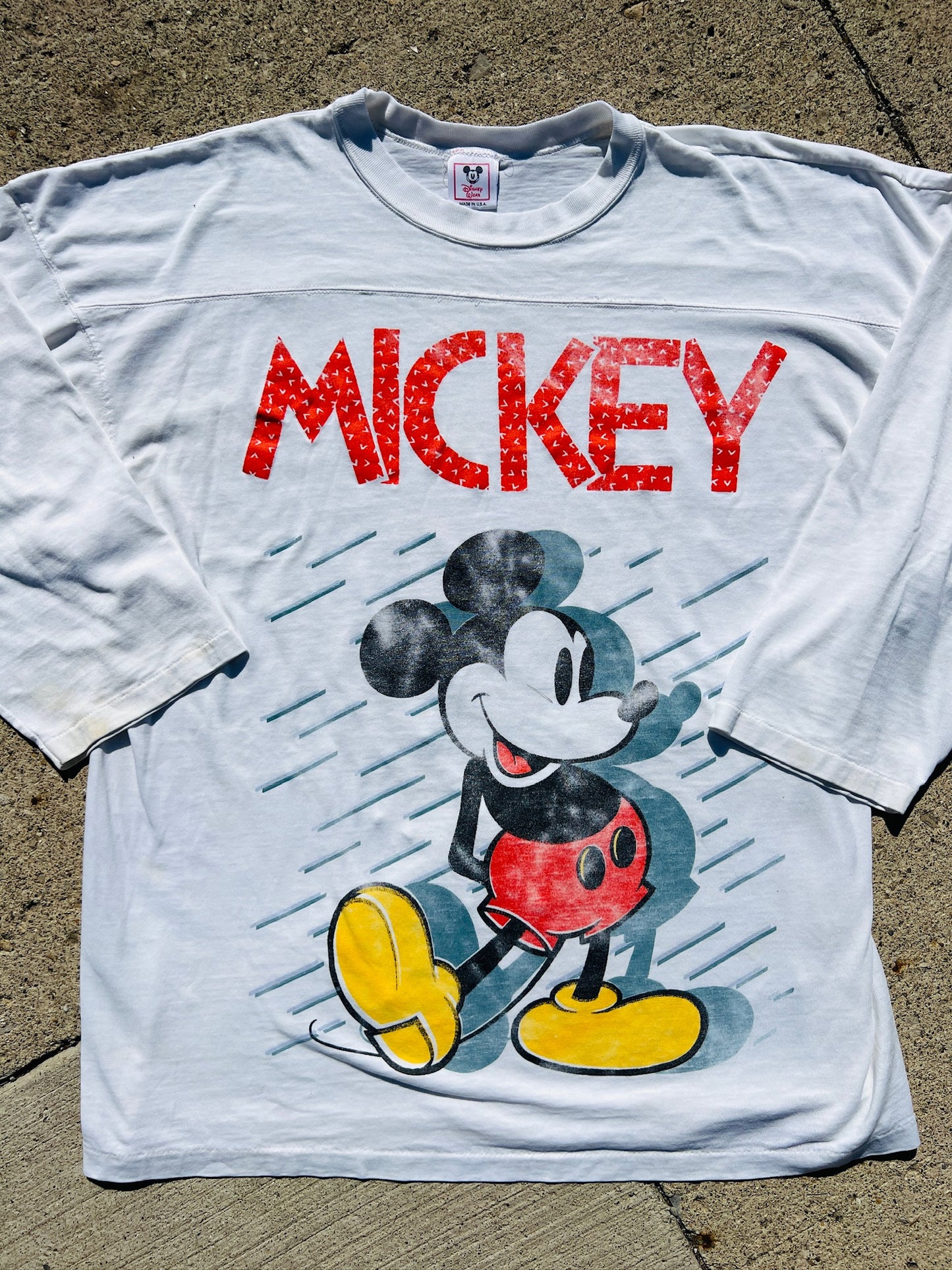 Vintage 1990s Disney Mickey Mouse White Long Sleeve Tee | XL