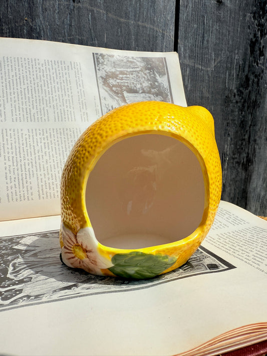 Vintage 1970s Ceramic Lemon Sponge Holder