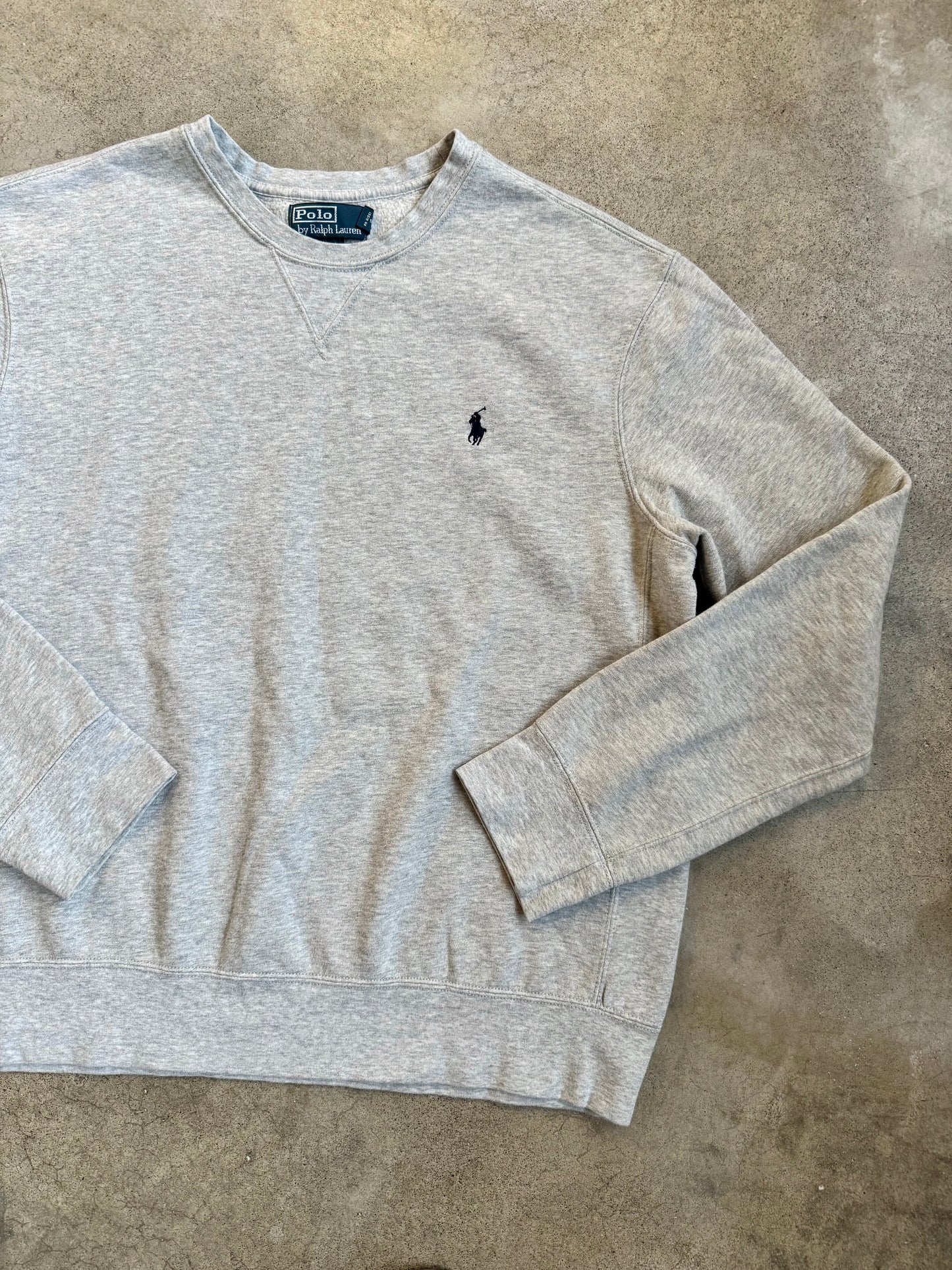 Vintage 1990s Polo Ralph Lauren Grey Crewneck Sweatshirt | XL