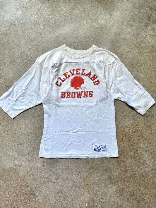 Vintage 1980s Champion Cleveland Browns Cotton Football Tee | Medium