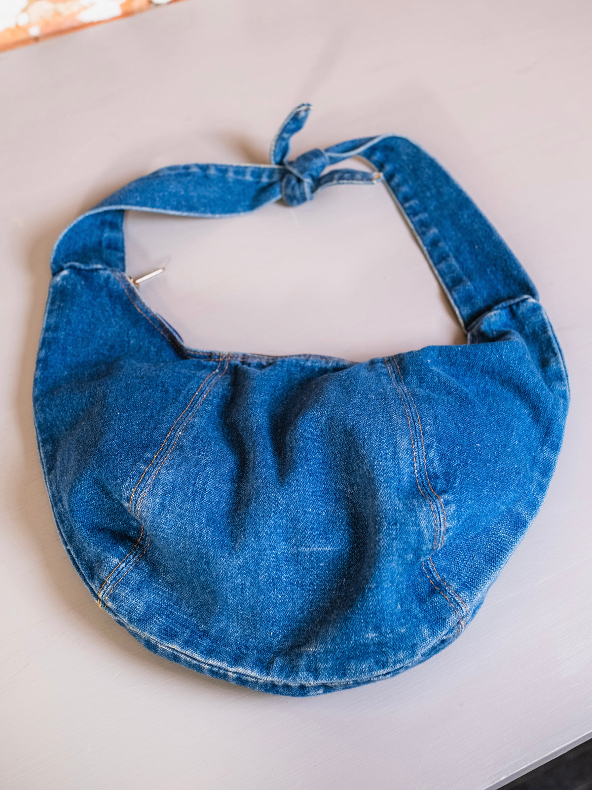 Vintage Patched Denim Hobo Shoulder Bag