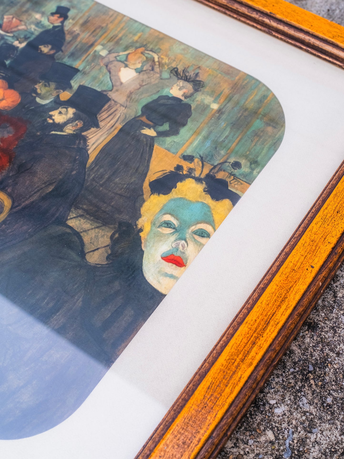 Vintage 1940s Framed Moulin Rouge by Lantrec for Lazarus Print Artwork