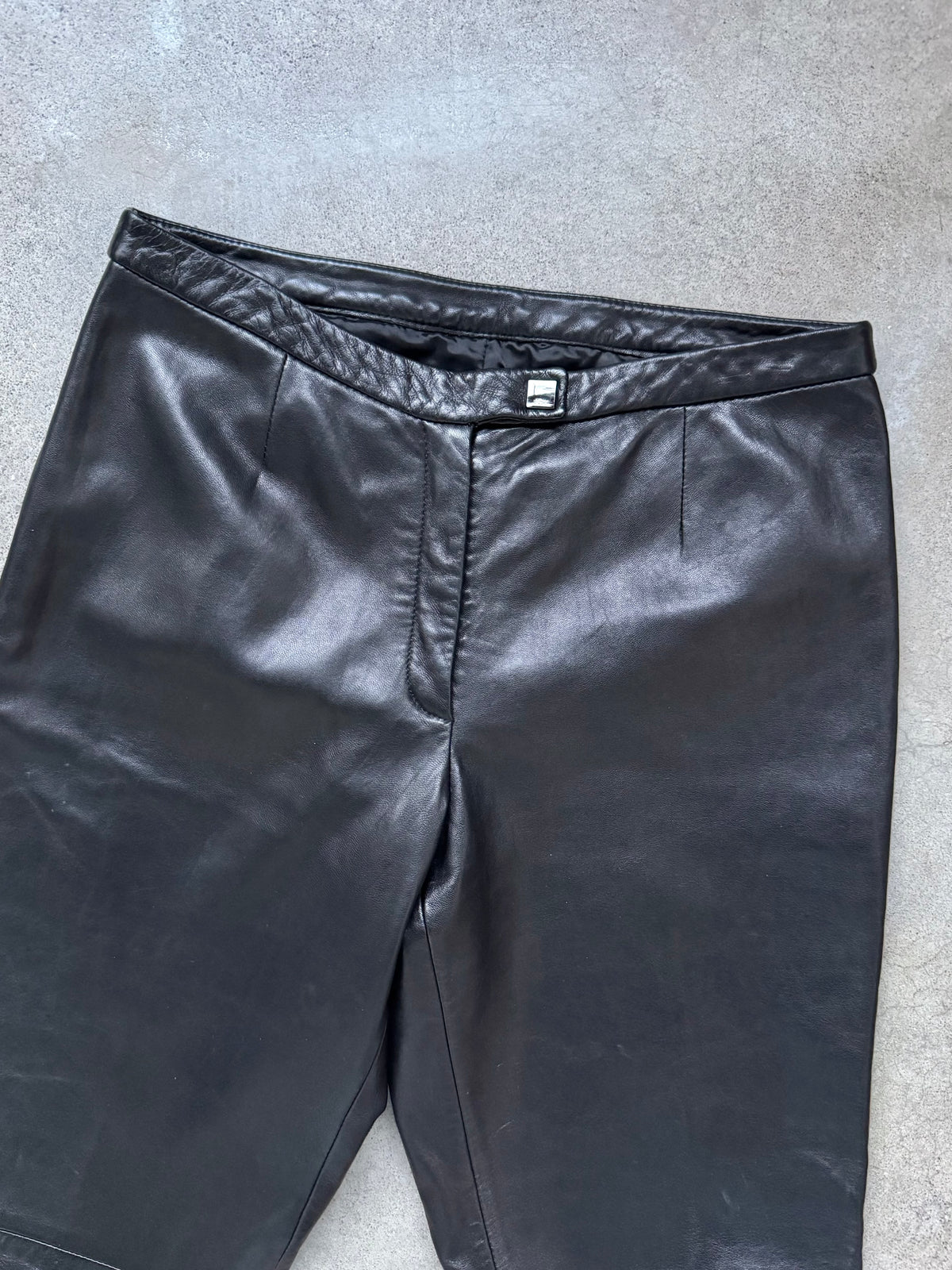 Vintage 1990s/Y2K Siena Studio Black Leather Flare Pants | Waist 30”