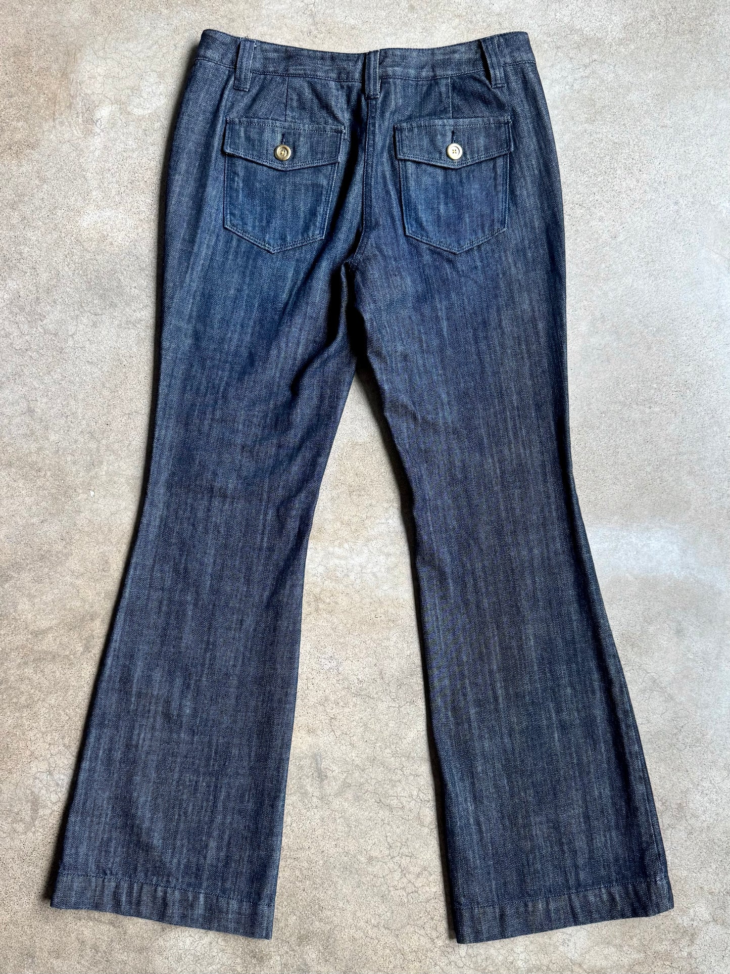 2000s I.N.C. Dark Wash Low-Rise Flared Jeans | Medium