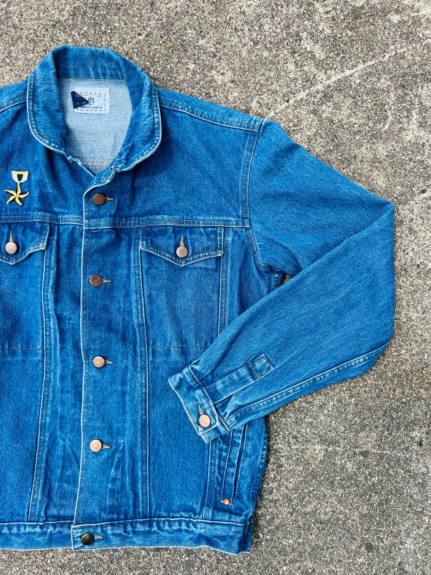 Vintage 1990s Limited Express Patched Denim Trucker Jacket