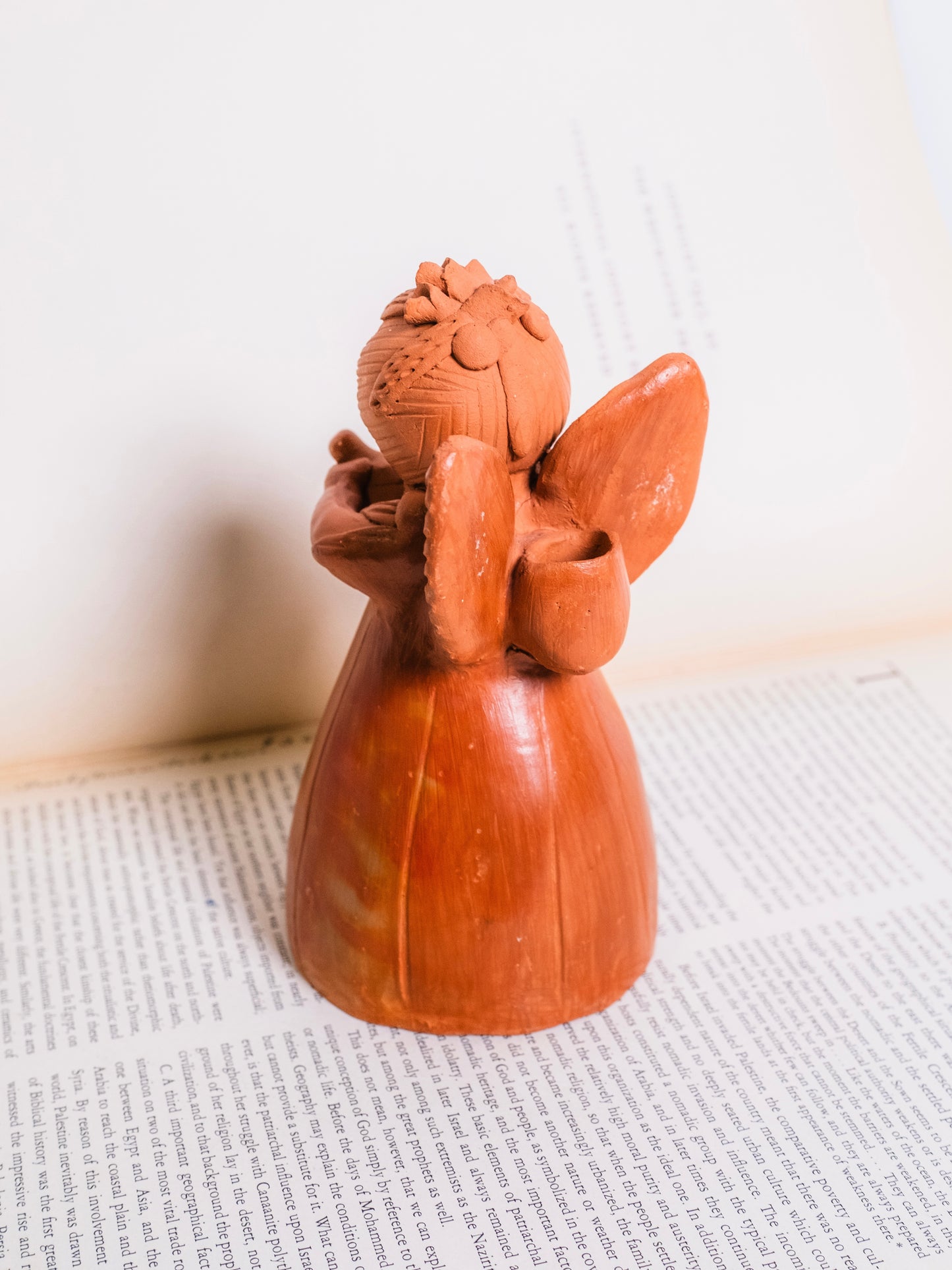 Vintage 1970s Guatemalan Terracotta Pottery Angel Candle Holder