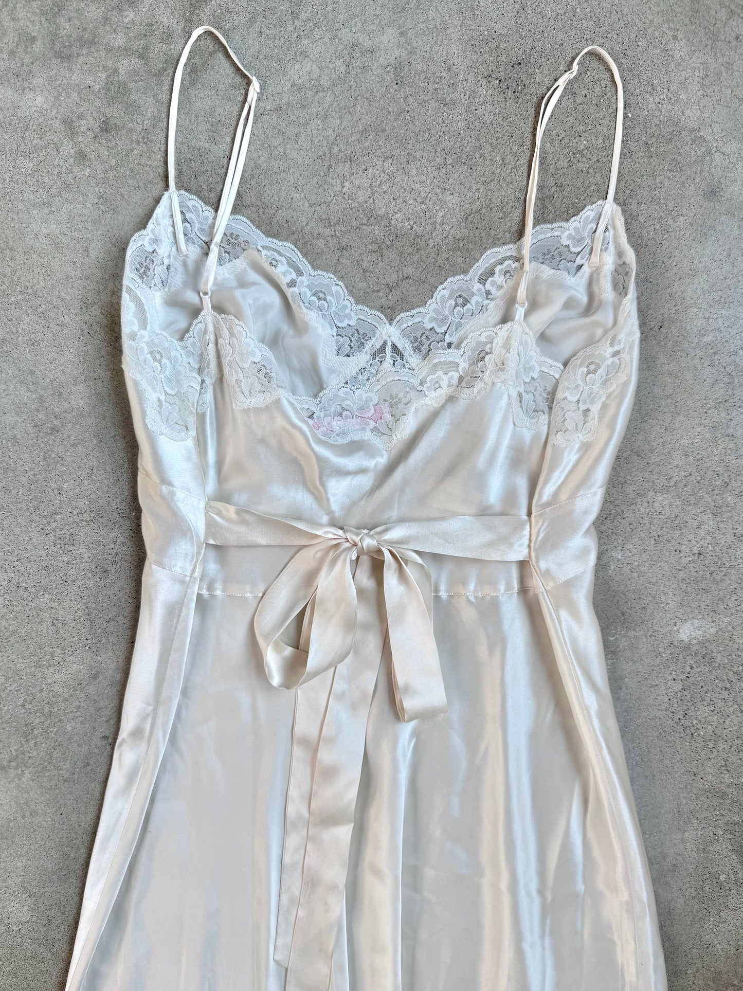 Vintage 2002 Victoria's Secret 100% Silk Lace Trim Maxi Slip Dress | XL