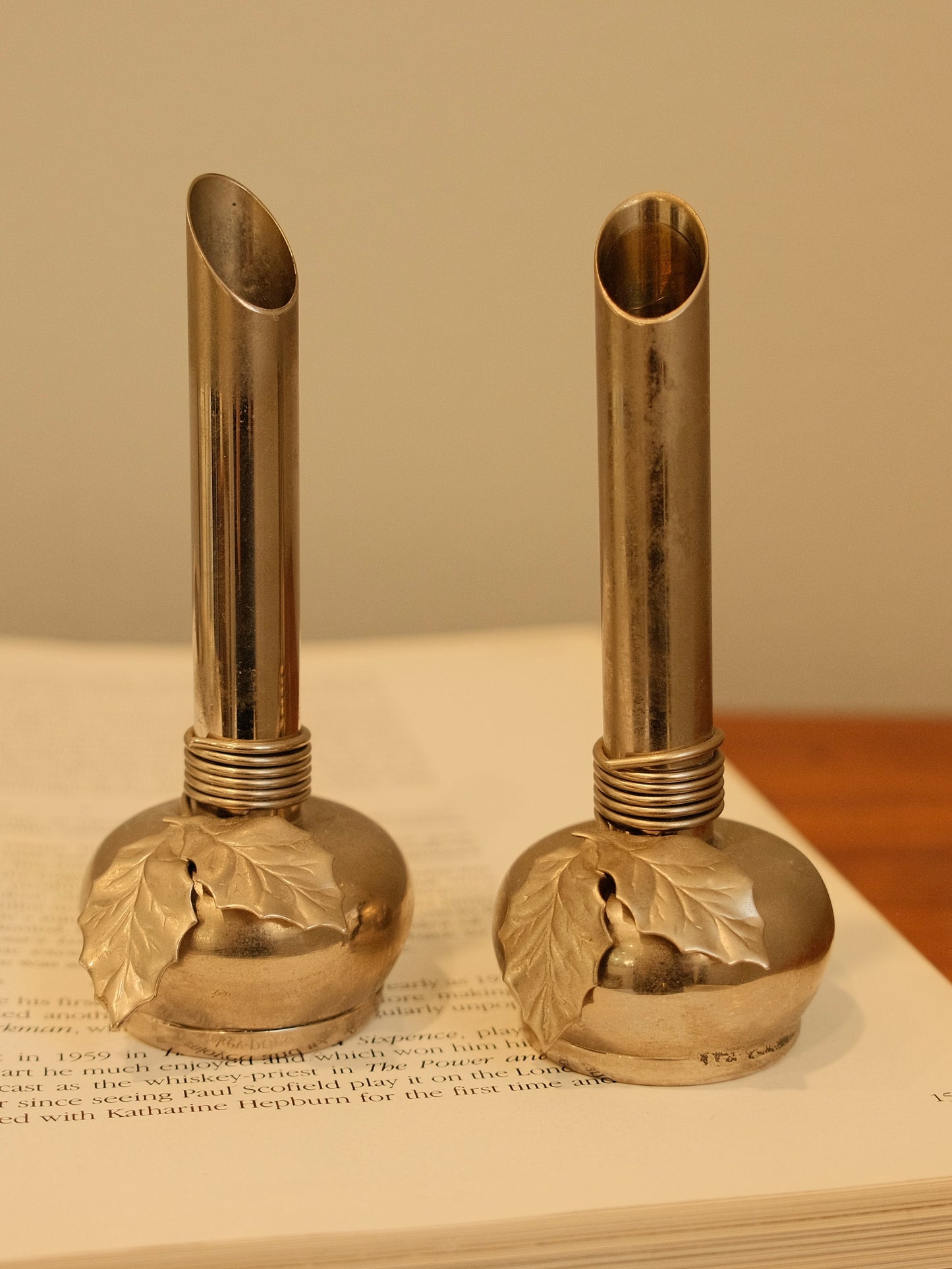 Vintage Silver Plated Italian Vine Bud Vases | Set of 2