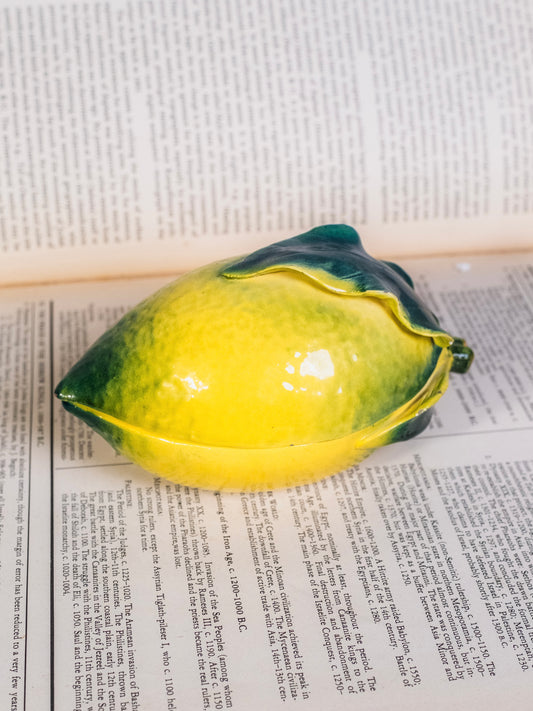 Vintage 1950s Ceramic Italian-Made Lemon Shaped Sugar Dish