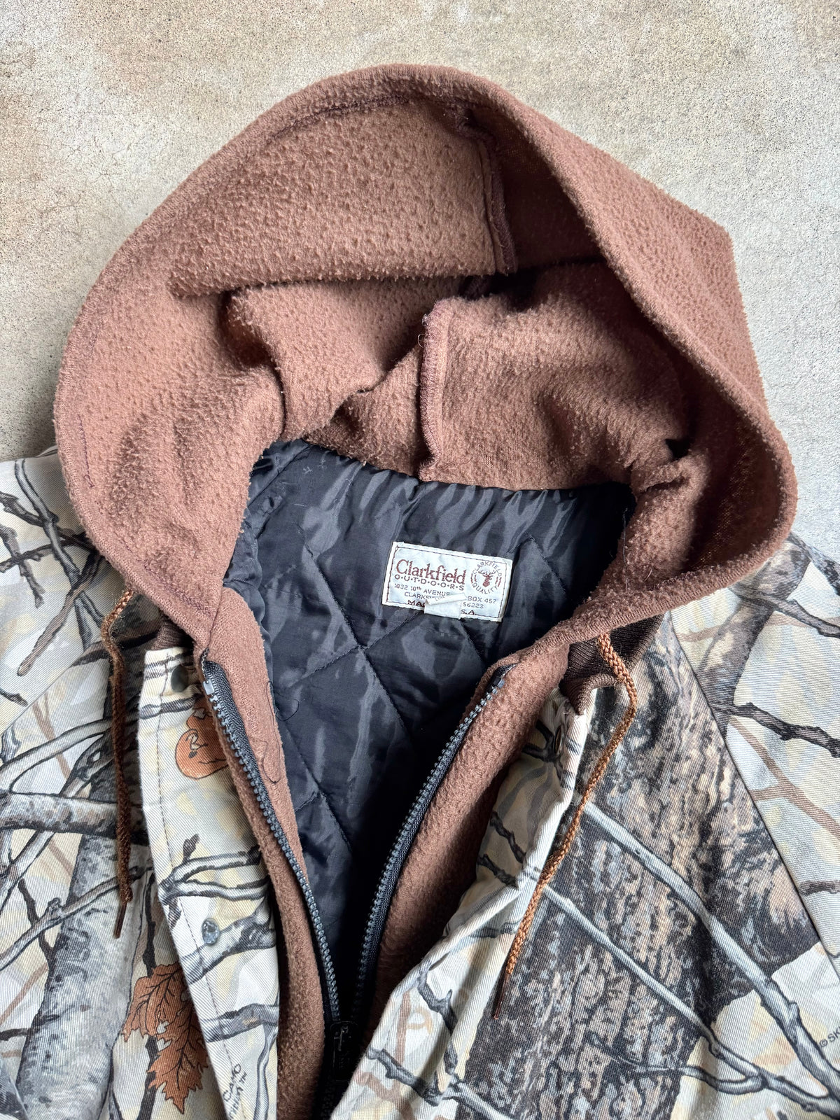 Vintage 1980s Clarkfield Outdoors Fleece Lined Skyline Camo Hunting Jacket | Large