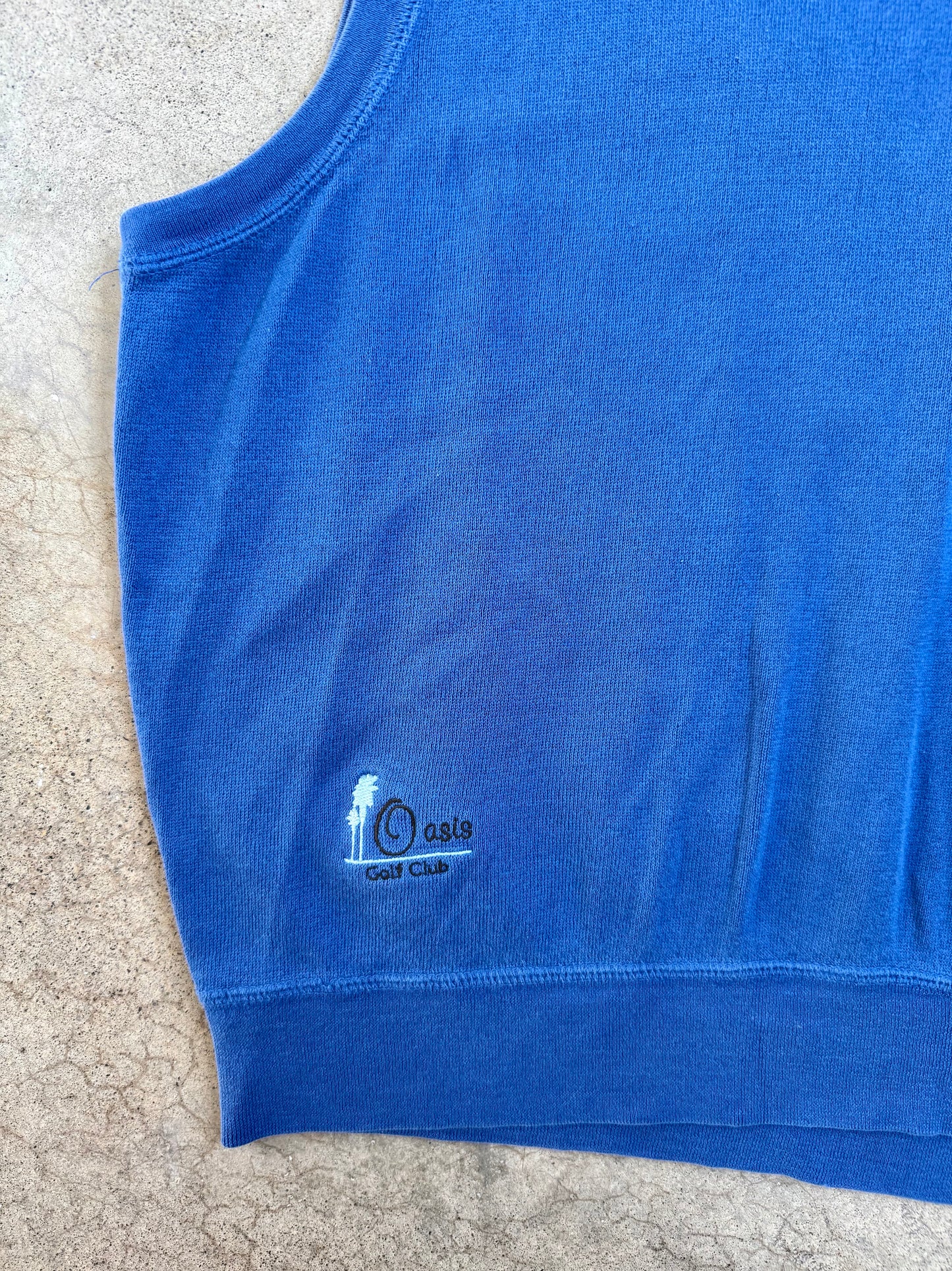 2000s Polo Golf “Oasis Golf Club” Embroidered Blue Cotton Vest Top | Large
