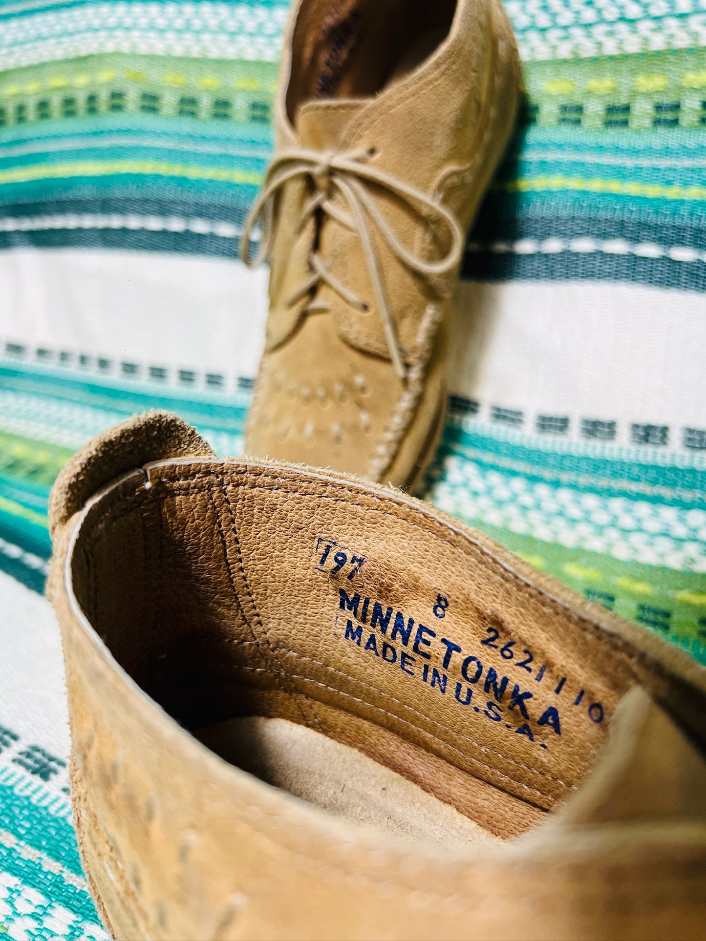 Vintage 1980s Tan Suede Minnetonka Moccasins