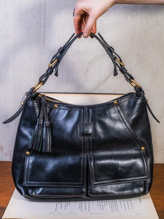 Dooney & Bourke Florentine Leather Kingston Hobo Bag | Black