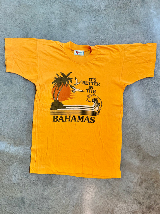 Vintage 1970s “It’s Better In The Bahamas” Orange Graphic Tee | S/M