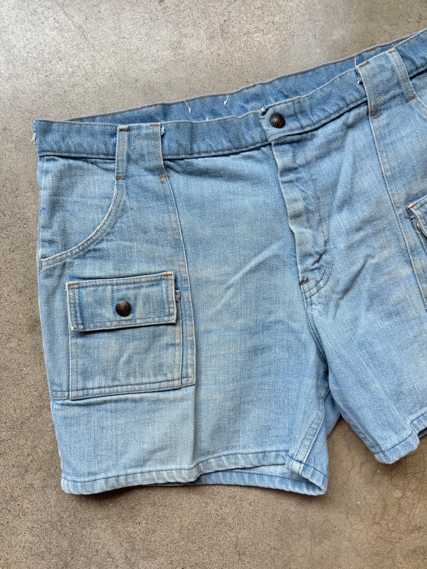 Vintage 1970s National Jeans Denim Utility Bush Shorts | Waist 36”