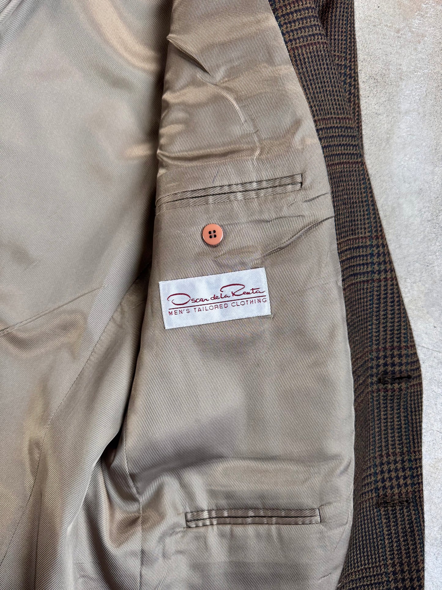 Vintage 1980s Oscar de la Renta Wool Glen Plaid Suit Jacket | 42R