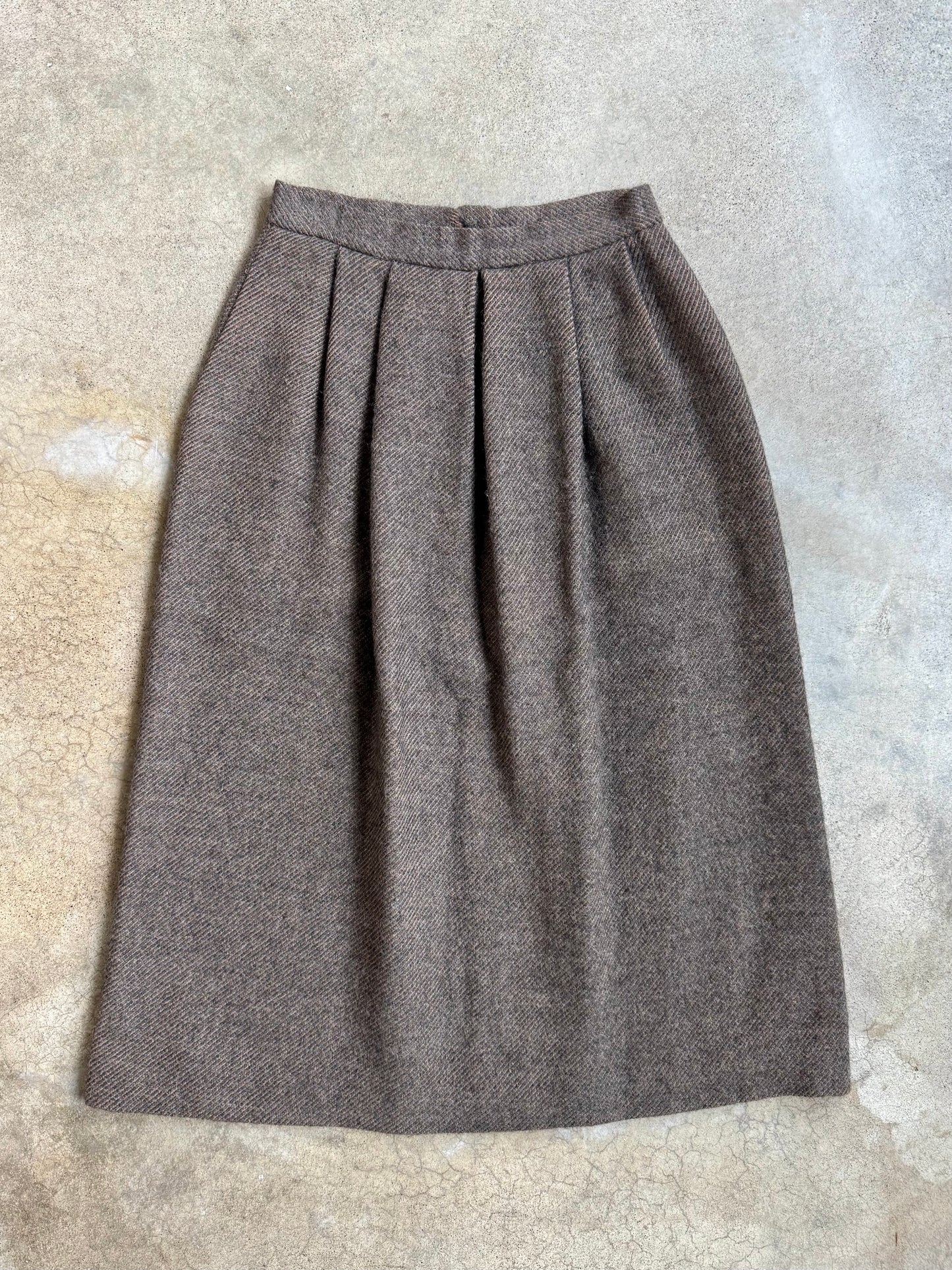 Vintage 1980s Danielli Brown Wool Tweed Two-Piece Skirt Suit | Small