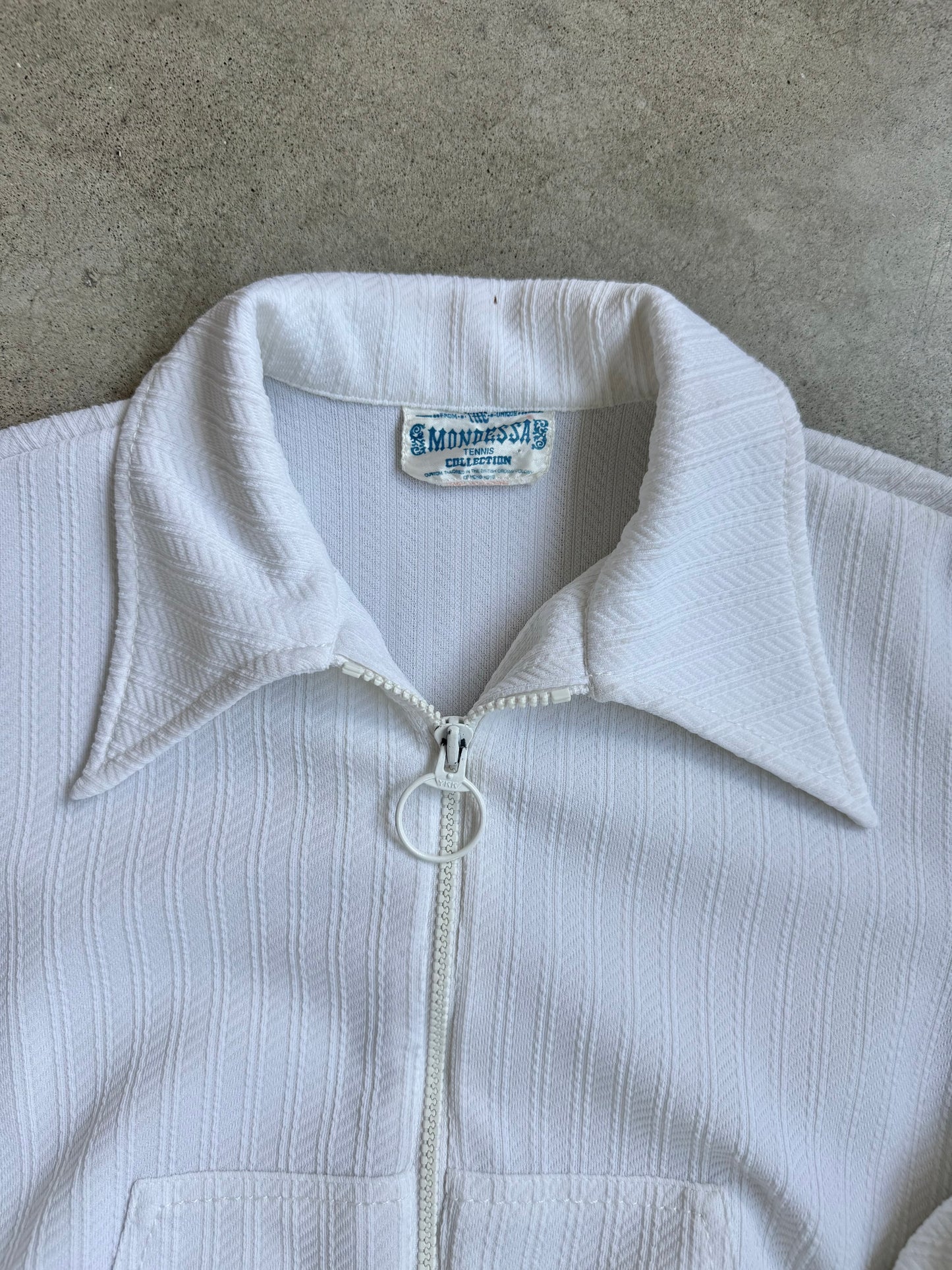 Vintage 1970s Mondessa White Zip-Up Tennis Jacket | XS
