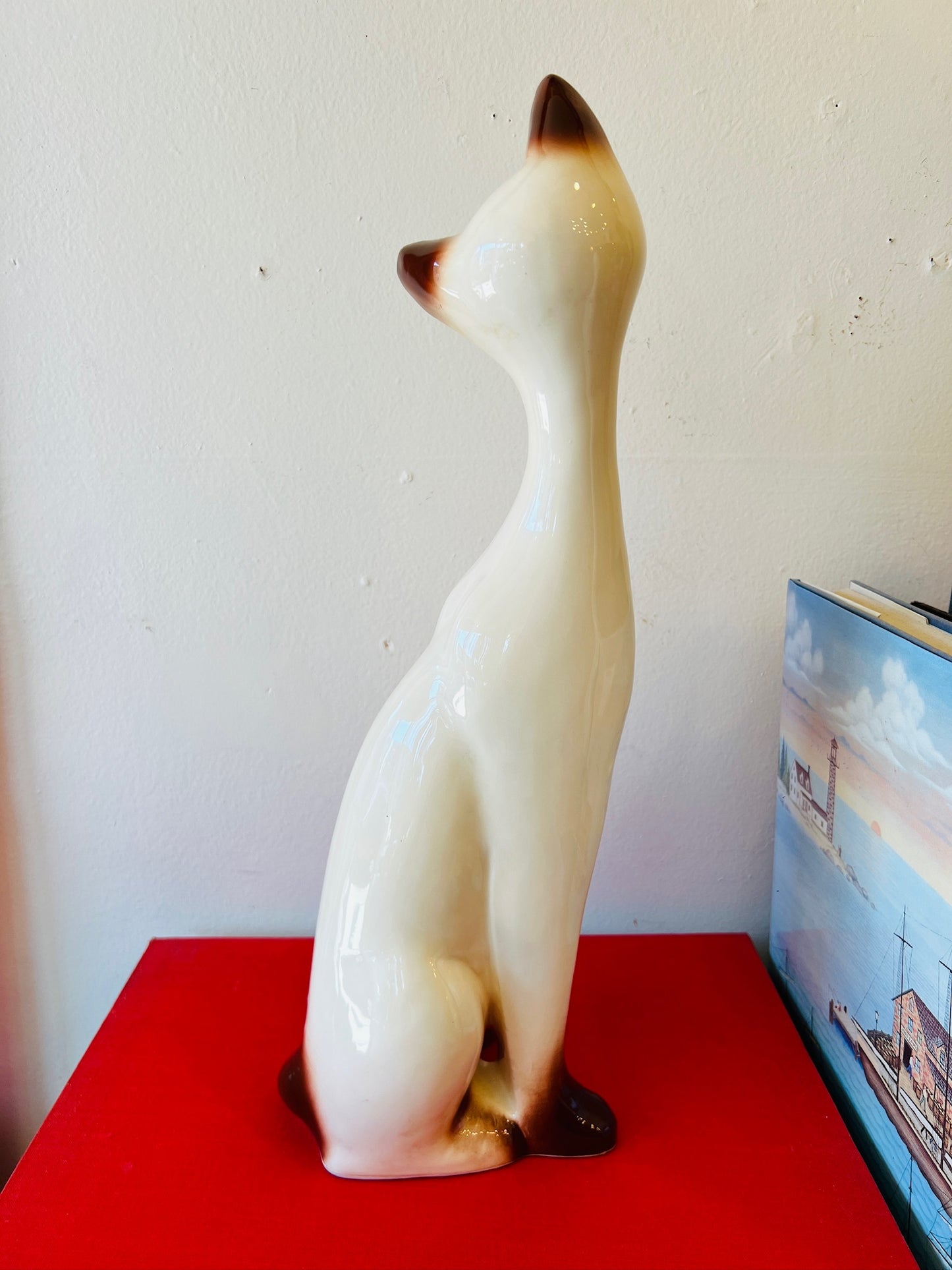 Vintage MCM Ceramic Siamese Cat Statues | Set of Two