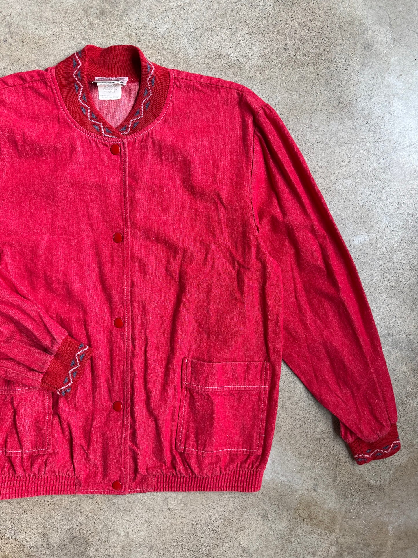 Vintage 1980s D’Allaird’s Red Southwest Trim Lightweight Cotton Jacket | Medium