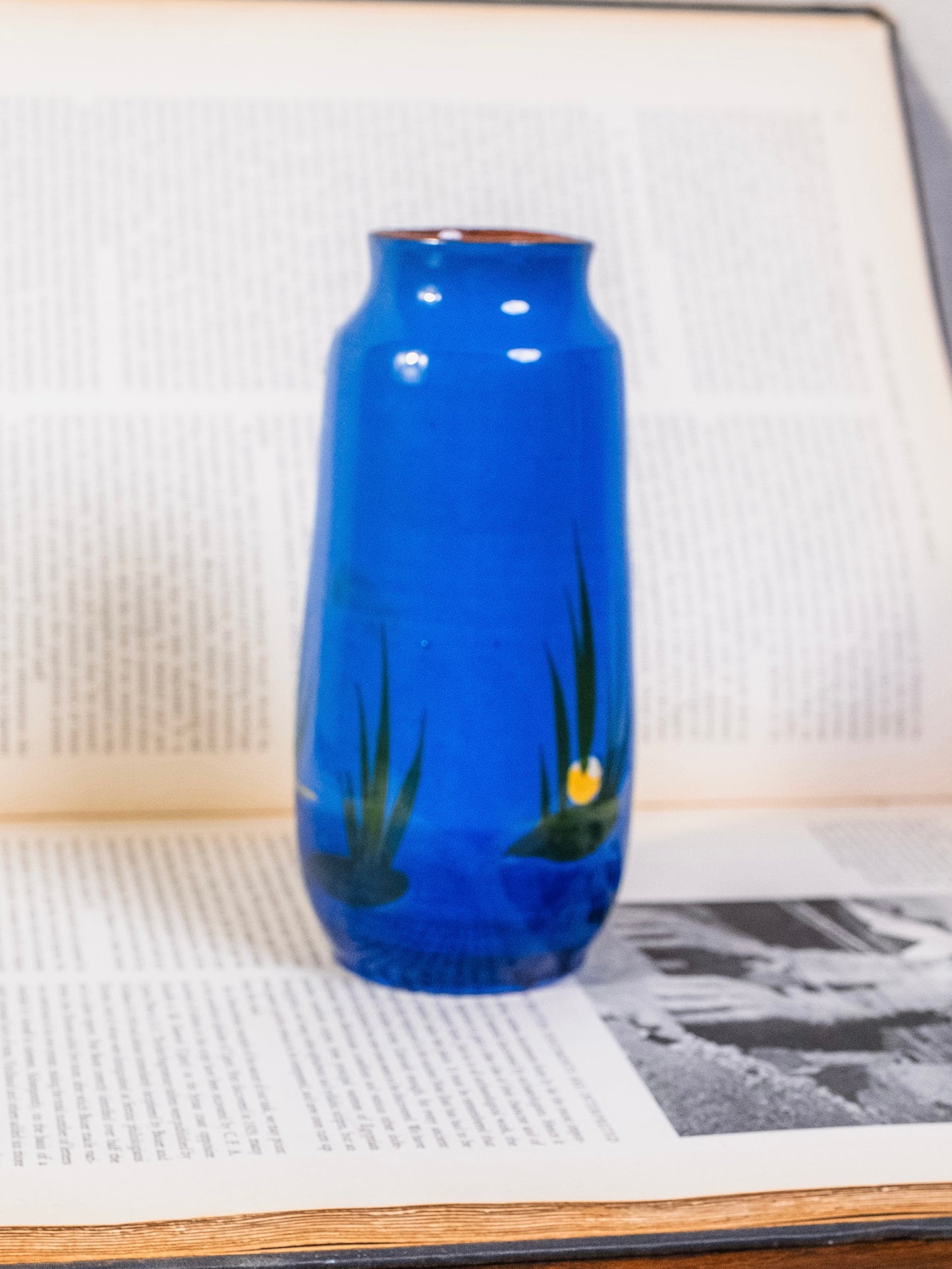 Vintage 1930s Longpark Pottery Blue Kingfisher Vase